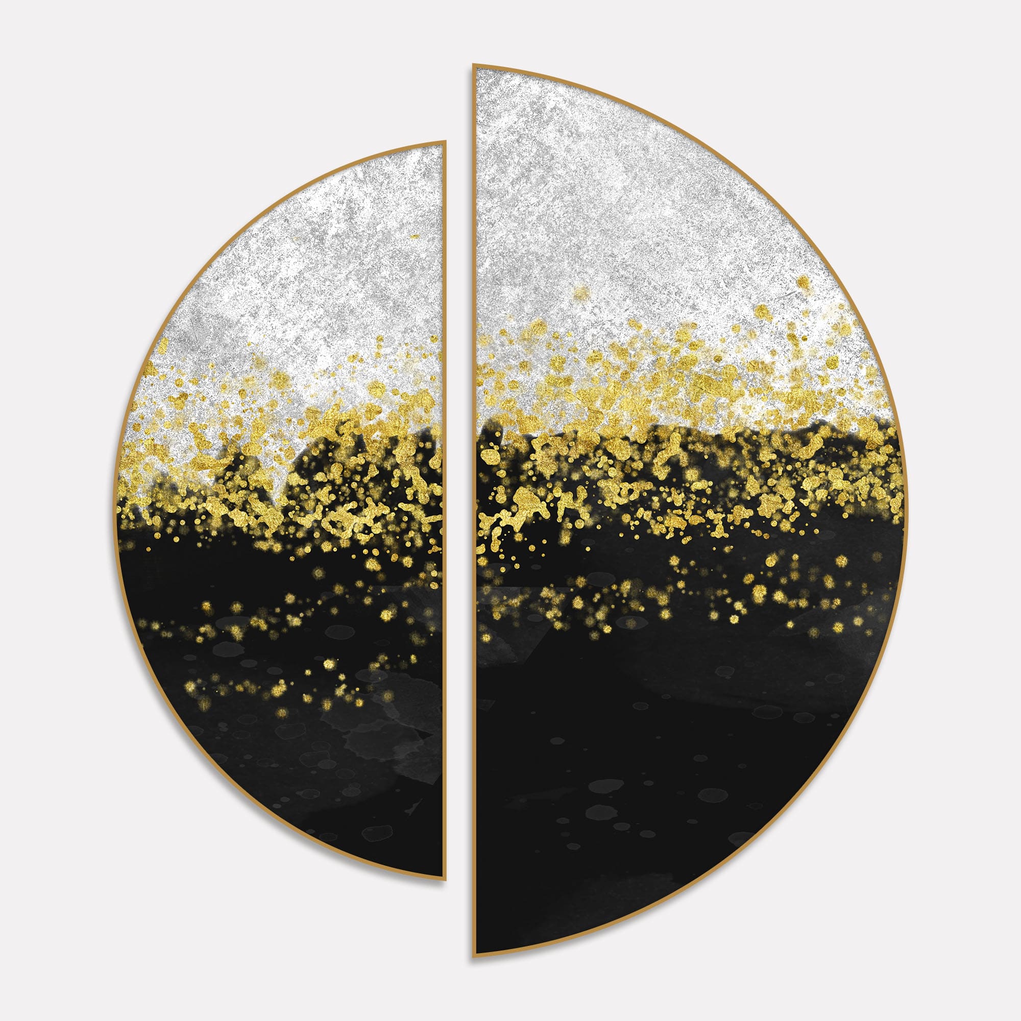 Premium Gold Glitter Particles on Black Background Semi Circle Frames Set Of 2 - Image 2