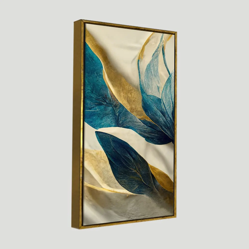 Premium Golden Flower and Waves Canvas Wall Painting - Image 5