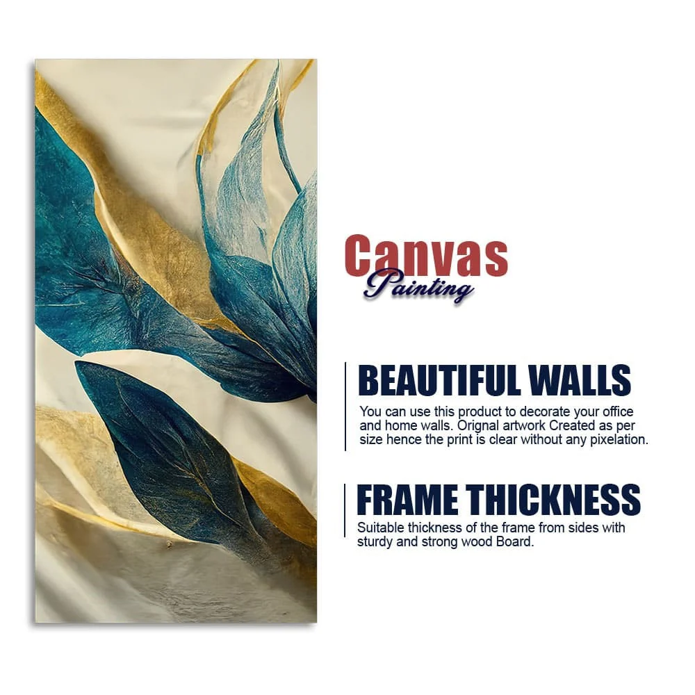 Premium Golden Flower and Waves Canvas Wall Painting - Image 6