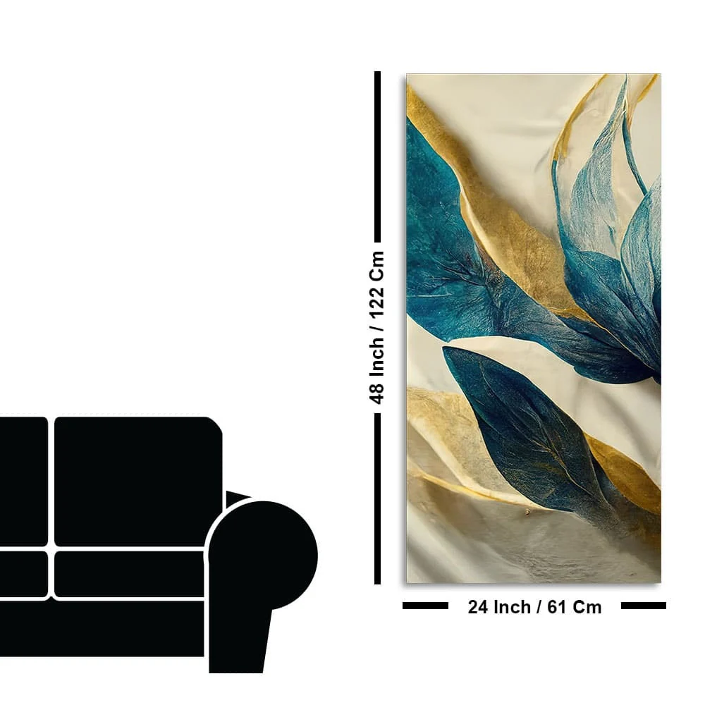 Premium Golden Flower and Waves Canvas Wall Painting - Image 7