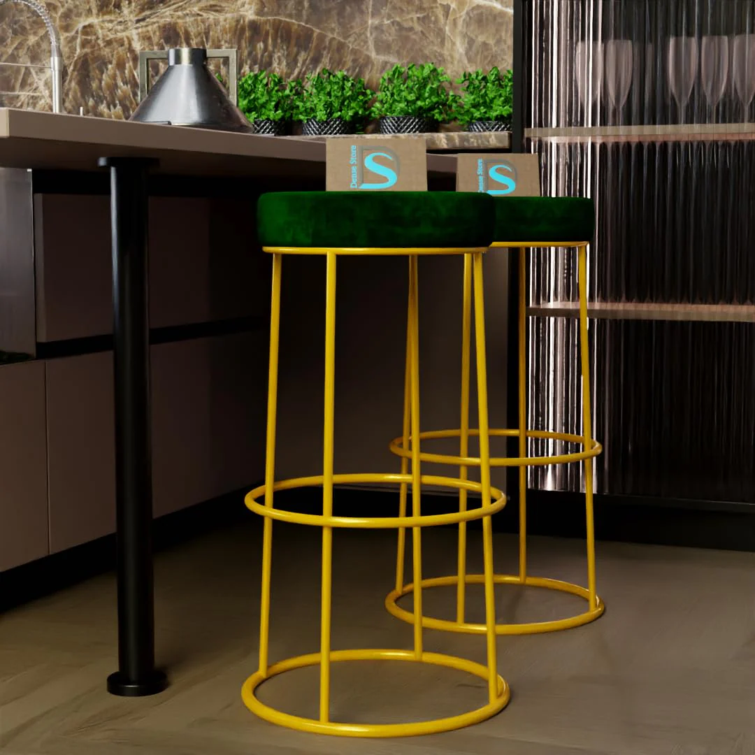 Premium Green Velvet Bar Lounge Chair with Golden Frame - Image 2