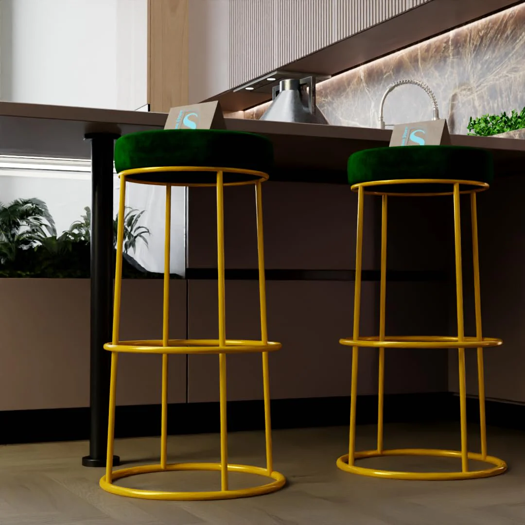Premium Green Velvet Bar Lounge Chair with Golden Frame - Image 4