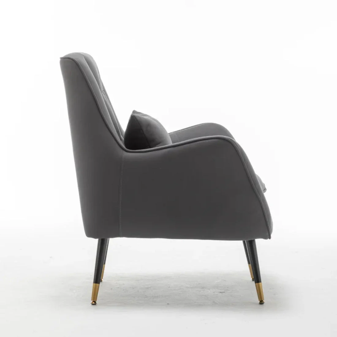 Premium Grey Thick Padded Velvet Sofa Lounge Chair with Cushion - Image 7
