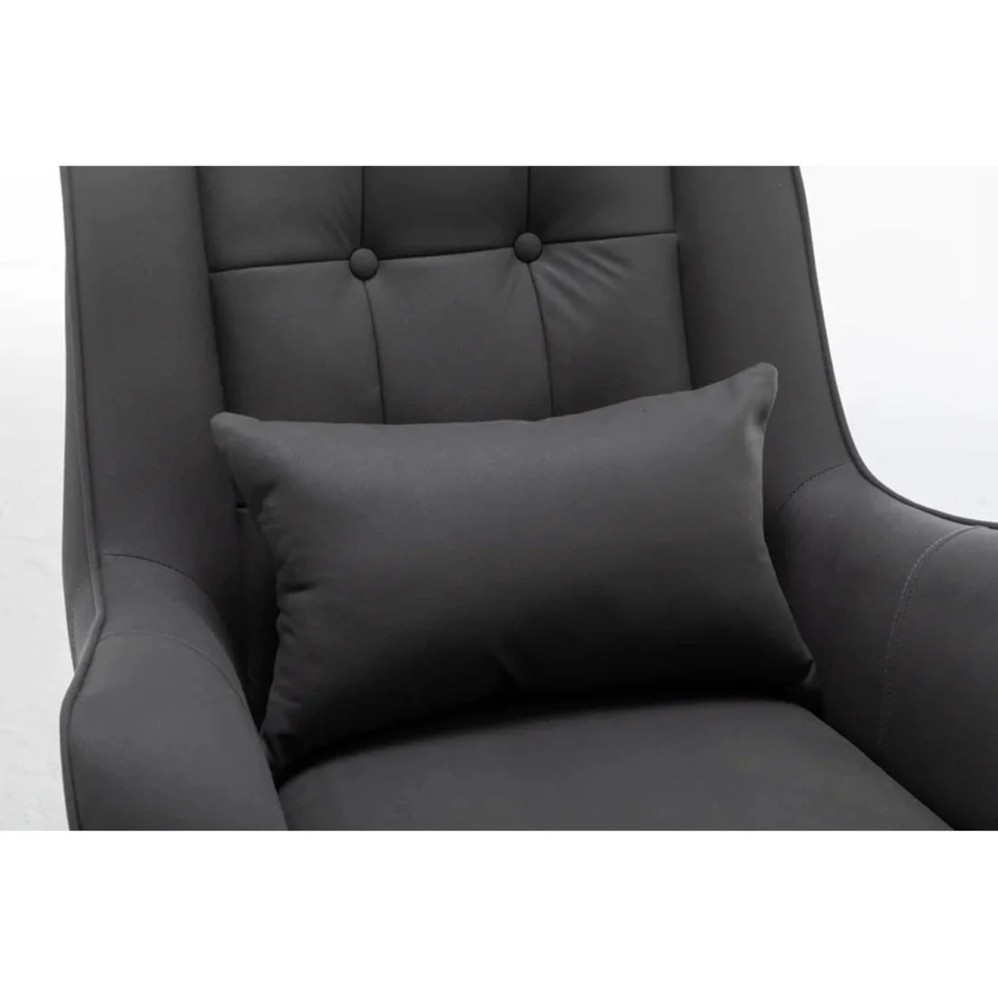 Premium Grey Thick Padded Velvet Sofa Lounge Chair with Cushion - Image 8