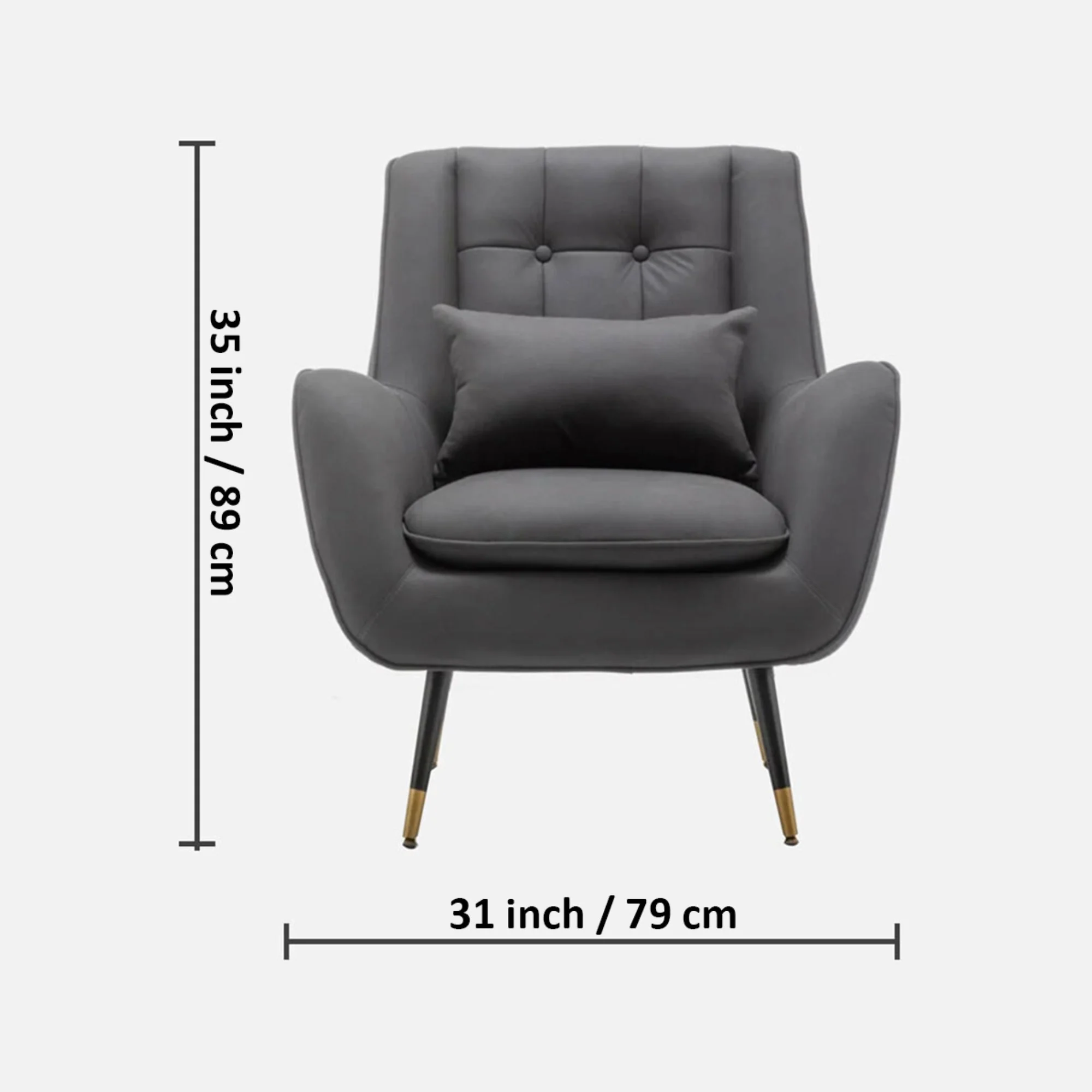 Premium Grey Thick Padded Velvet Sofa Lounge Chair with Cushion - Image 9