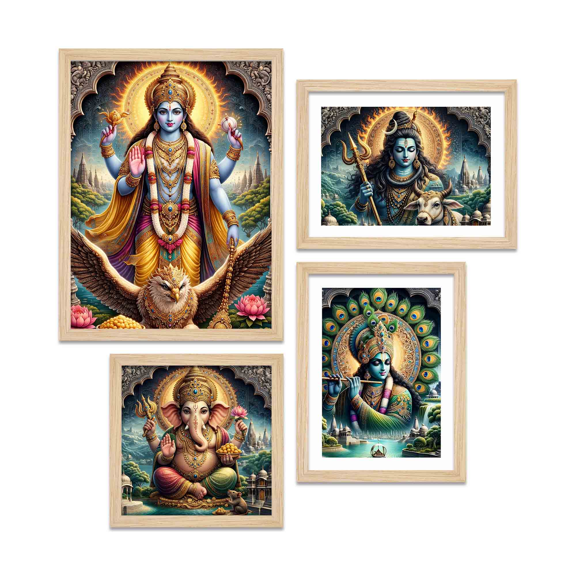 Premium Hindu Religious Wall Frame Set of Four - Image 4