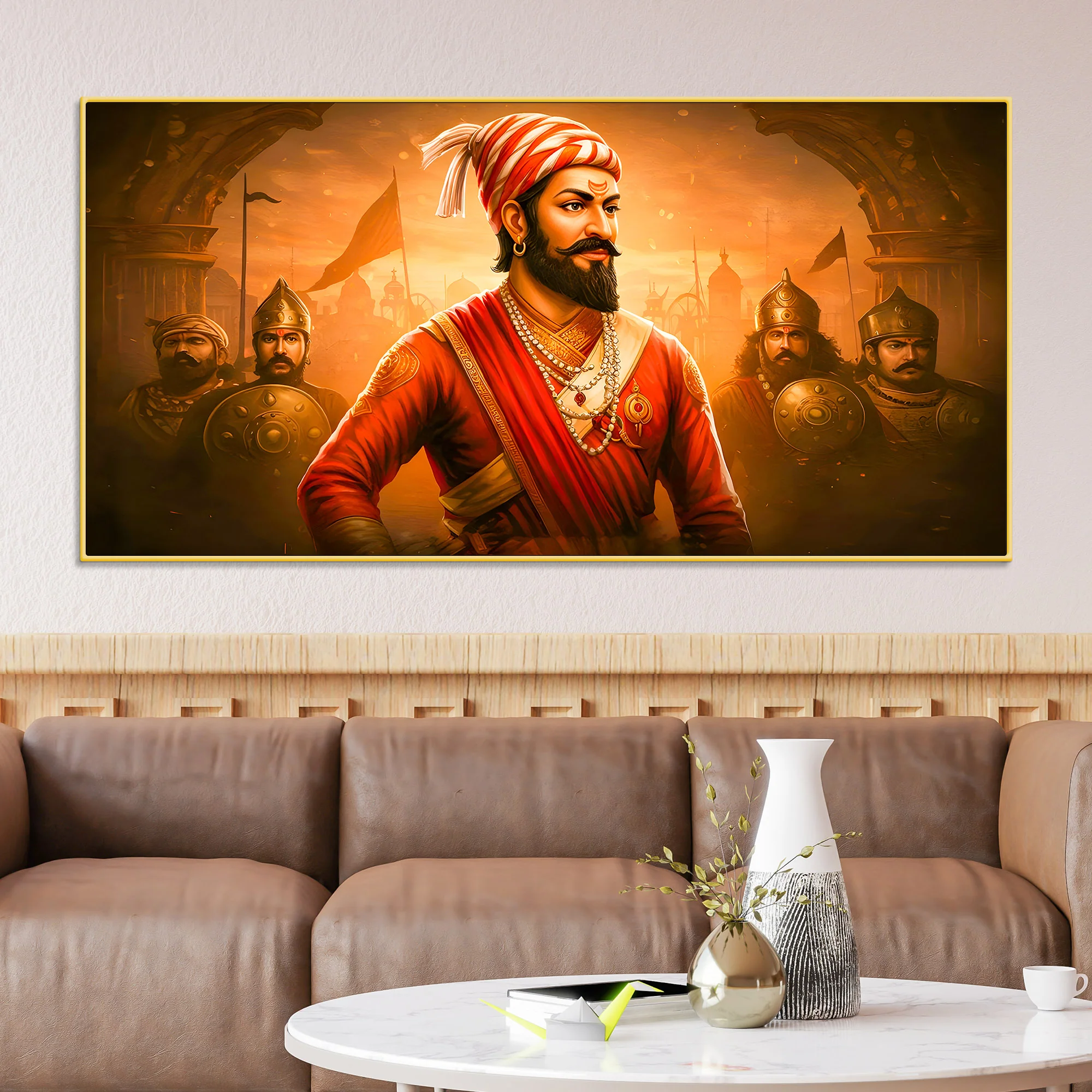 Premium Indian Shivaji Maharaj Canvas Painting