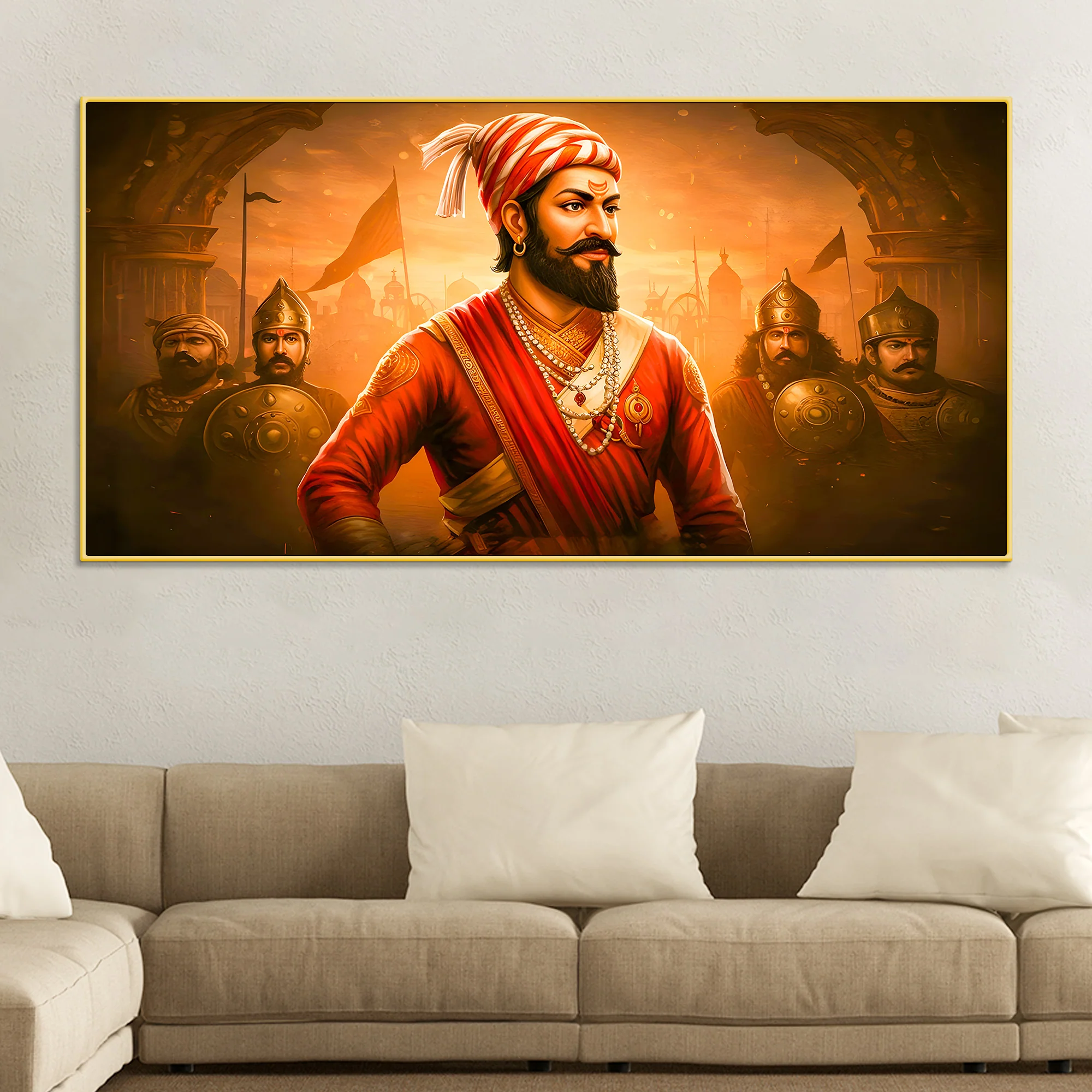 Premium Indian Shivaji Maharaj Canvas Painting - Image 2