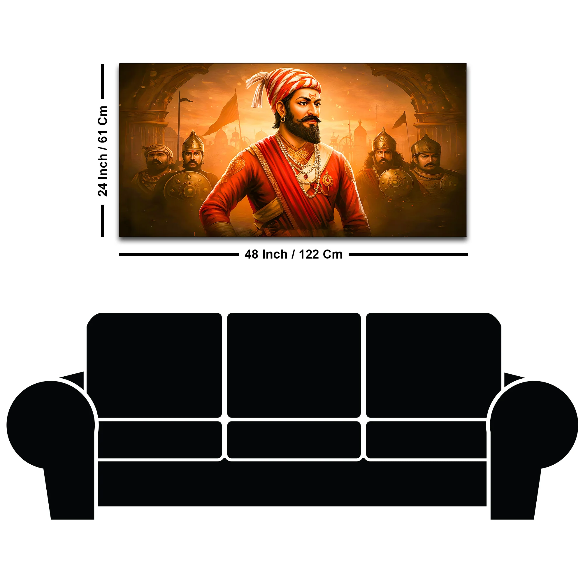 Premium Indian Shivaji Maharaj Canvas Painting - Image 8