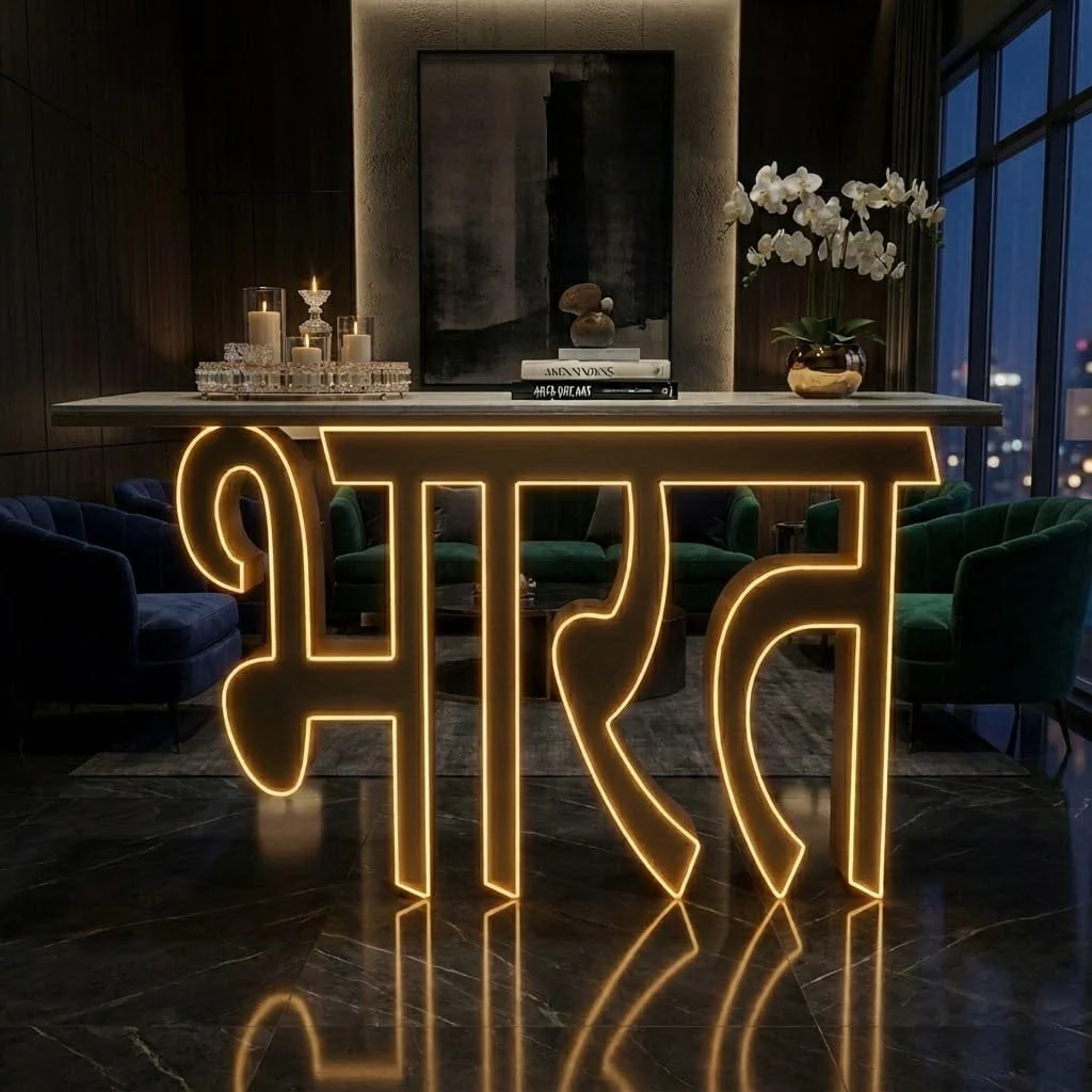 Premium LED Reception Desk with Bharat Art for Modern Spaces (SS 302) - Image 2