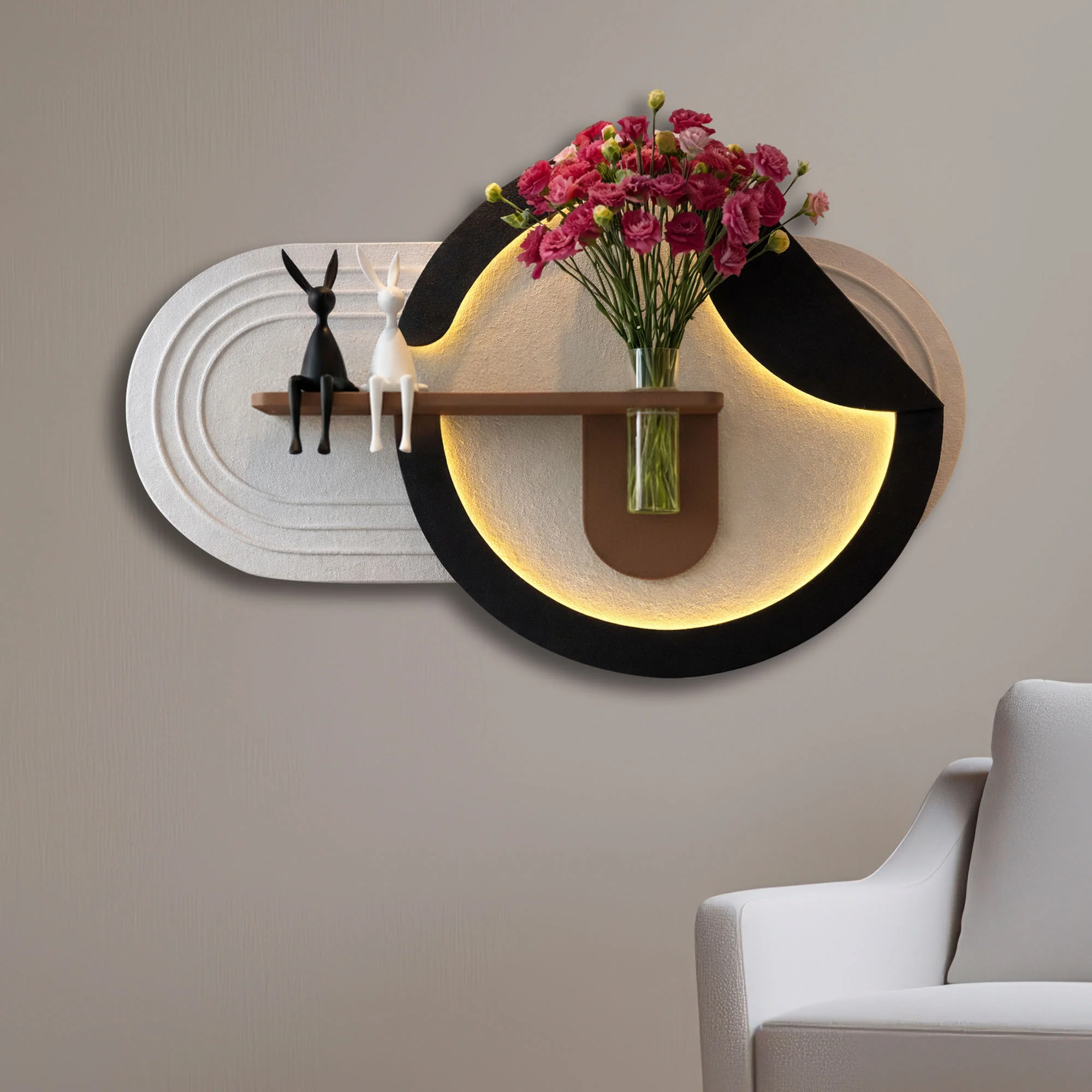 Premium LED Wall Décor with Floral Stand - Image 4