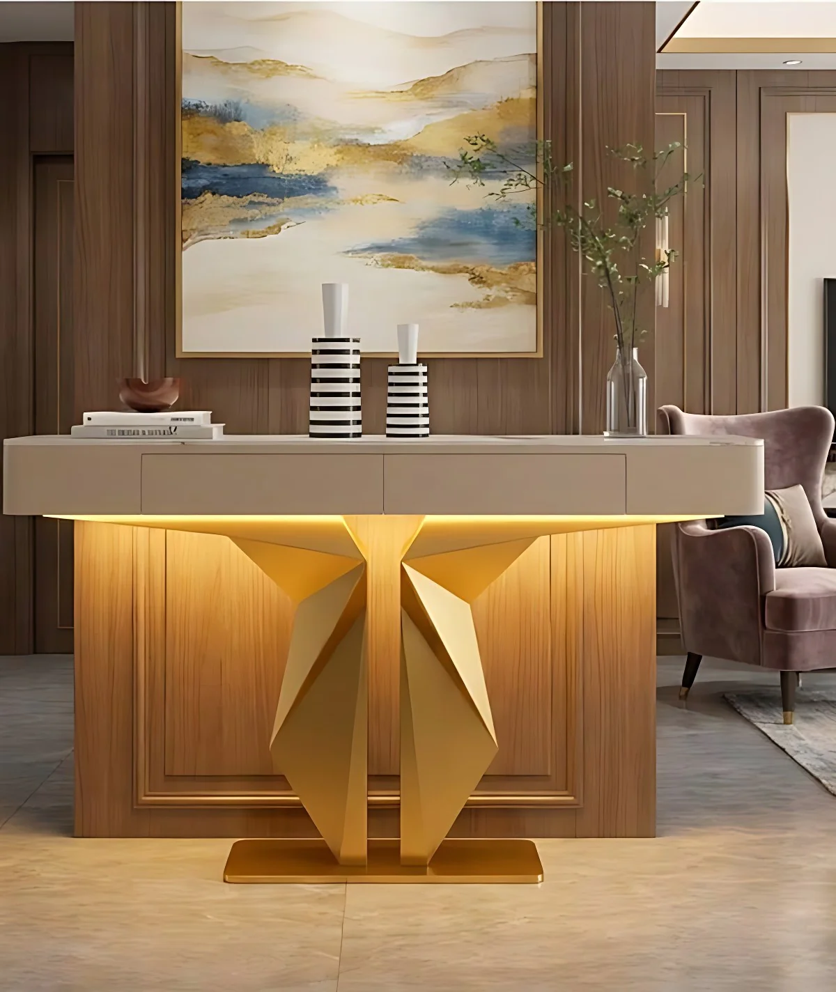 Premium Lobby LED Console Table (SS 302) - Image 2