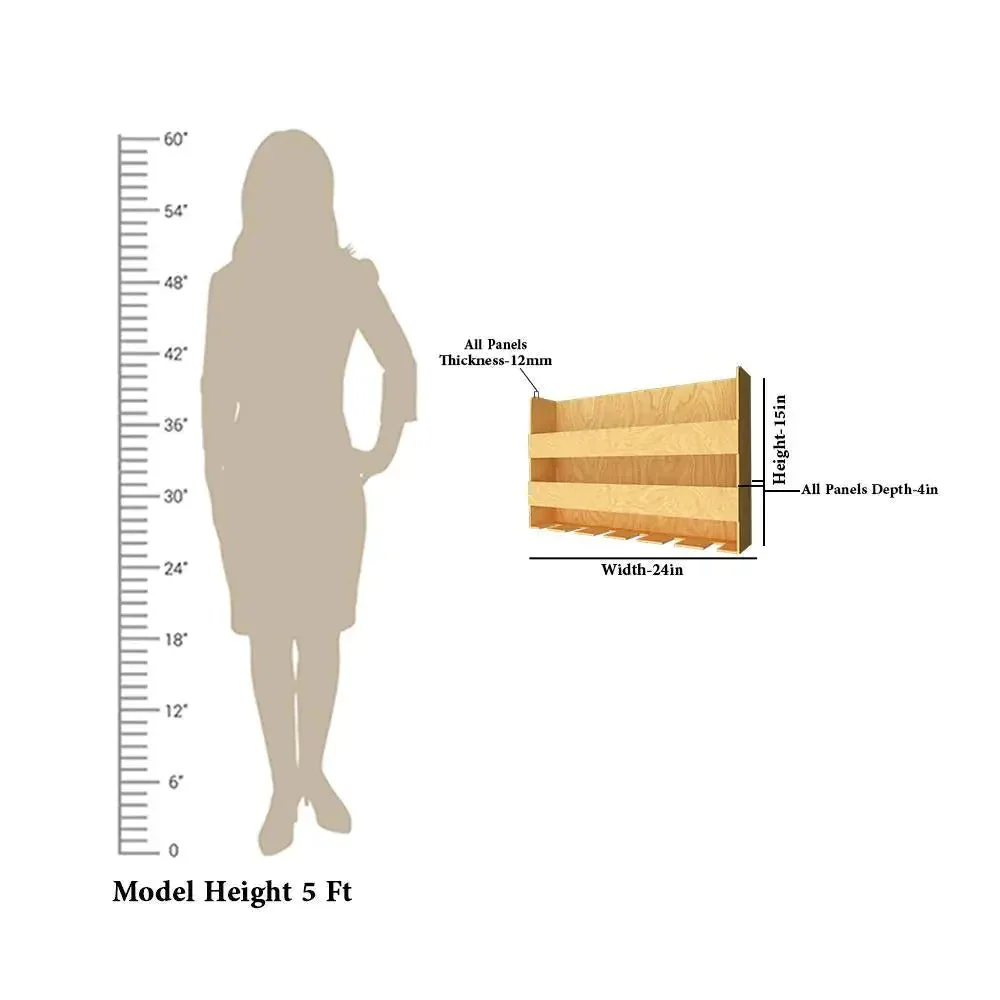 Premium Look Backlit MDF Mini Bar Wall Shelf in Light Oak Finish - Image 7