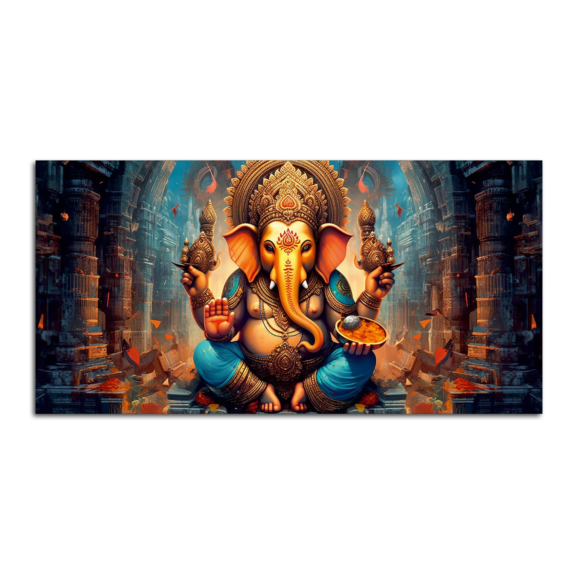 Premium Lord Ganesha Statue Canvas Wall Painting - Image 4