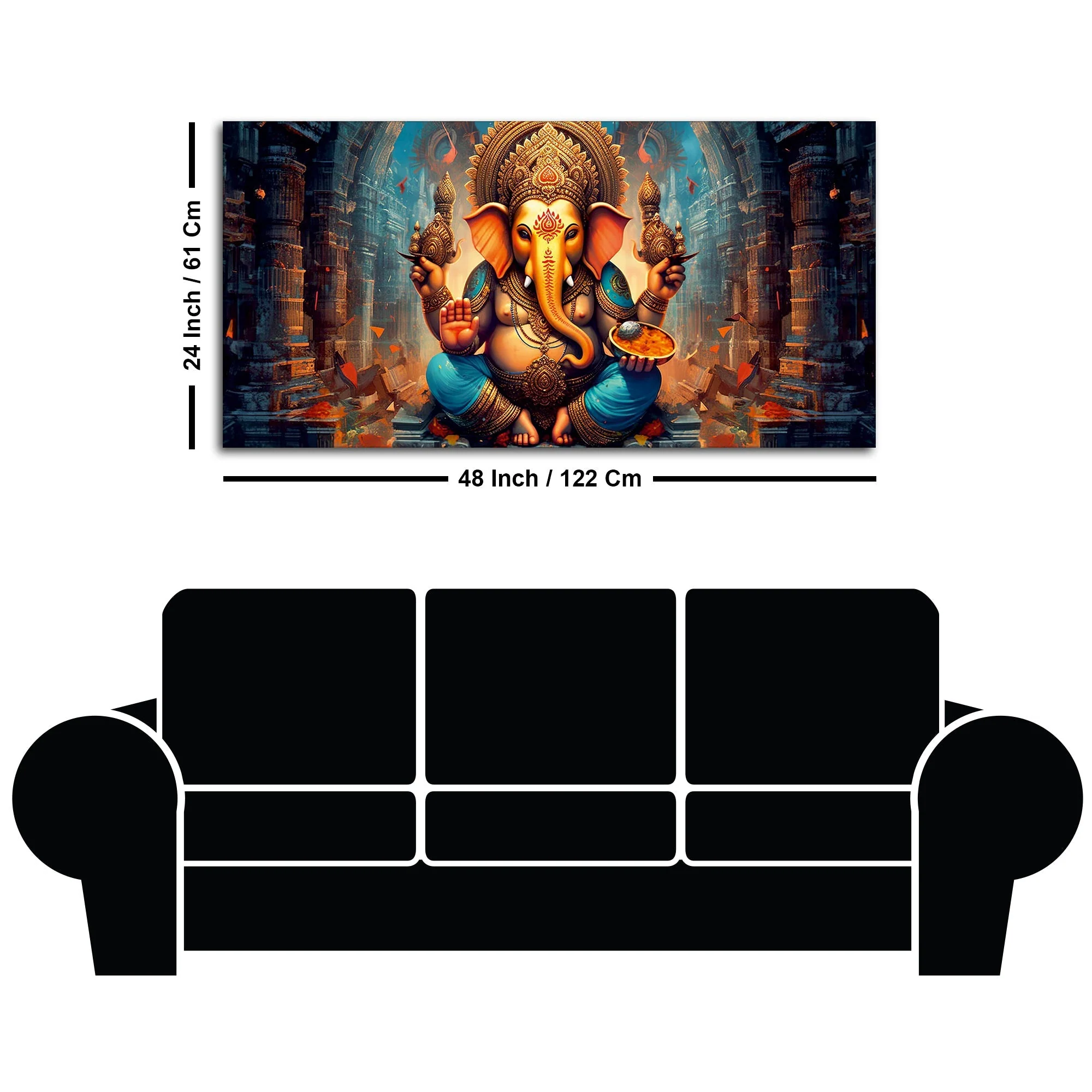 Premium Lord Ganesha Statue Canvas Wall Painting - Image 7