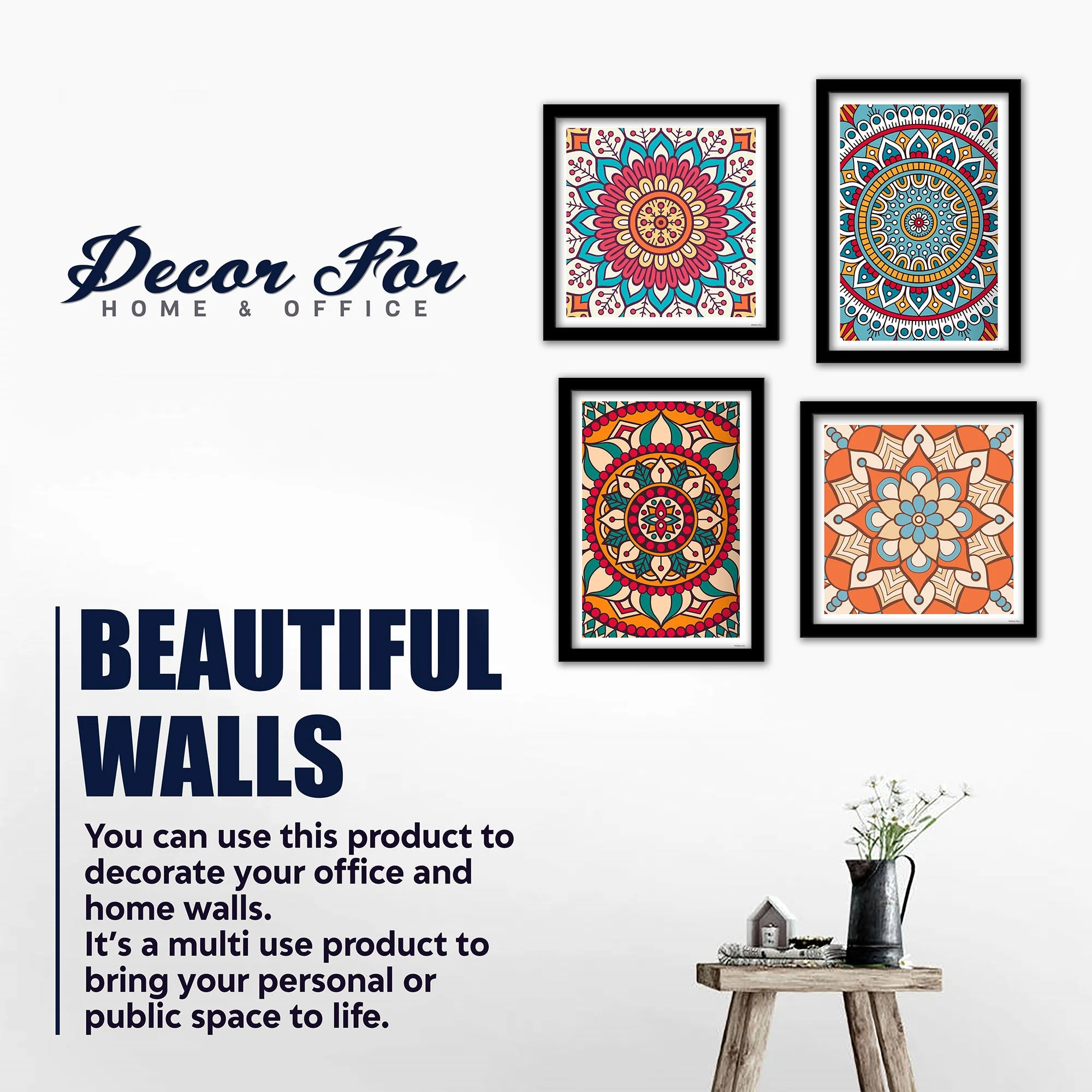 Premium Mandala Pattern Wall Frame Set of Four - Image 4
