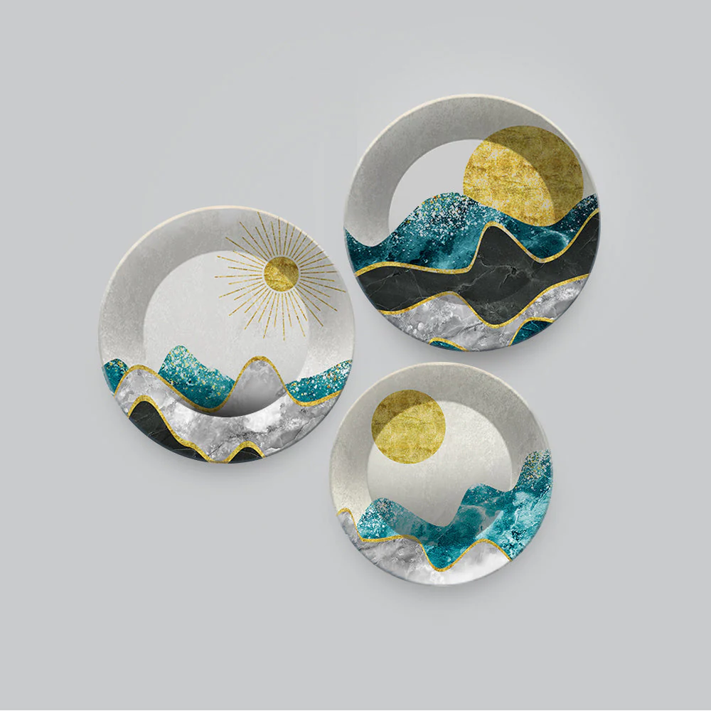 Premium Mountain Landscape Scenery Painting Wall Plates Set of 3 - Image 4