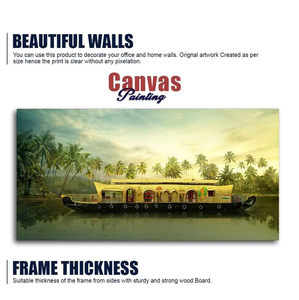 Beautiful House Boat in Kerala Premium Wall Painting - Image 6