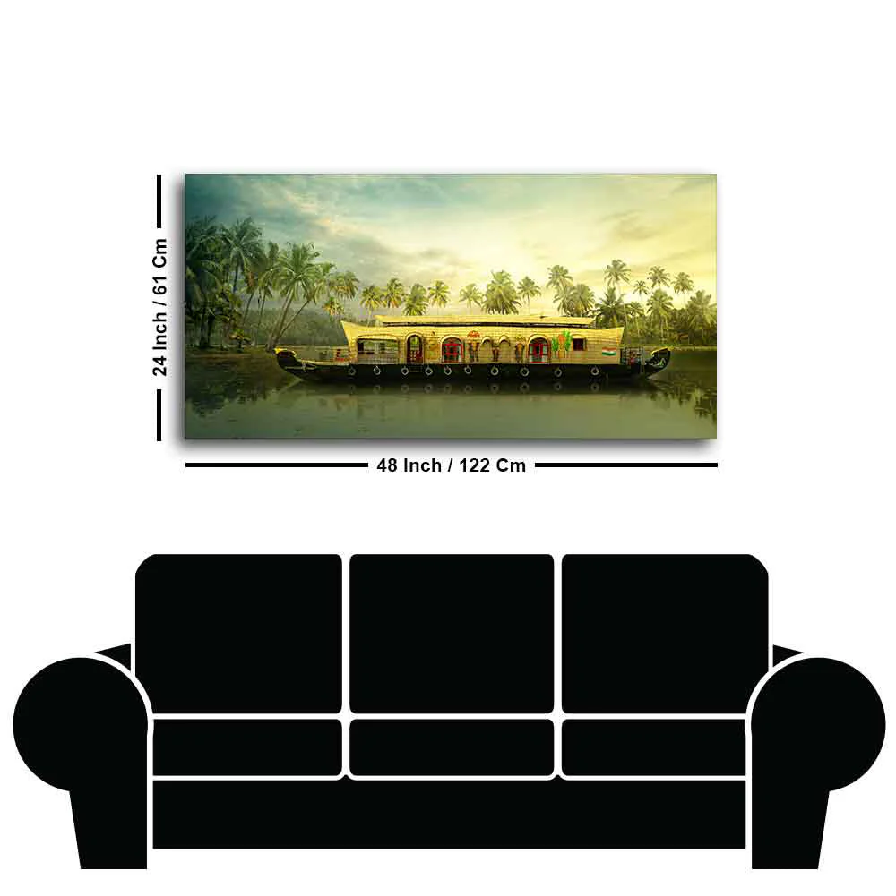 Beautiful House Boat in Kerala Premium Wall Painting - Image 7