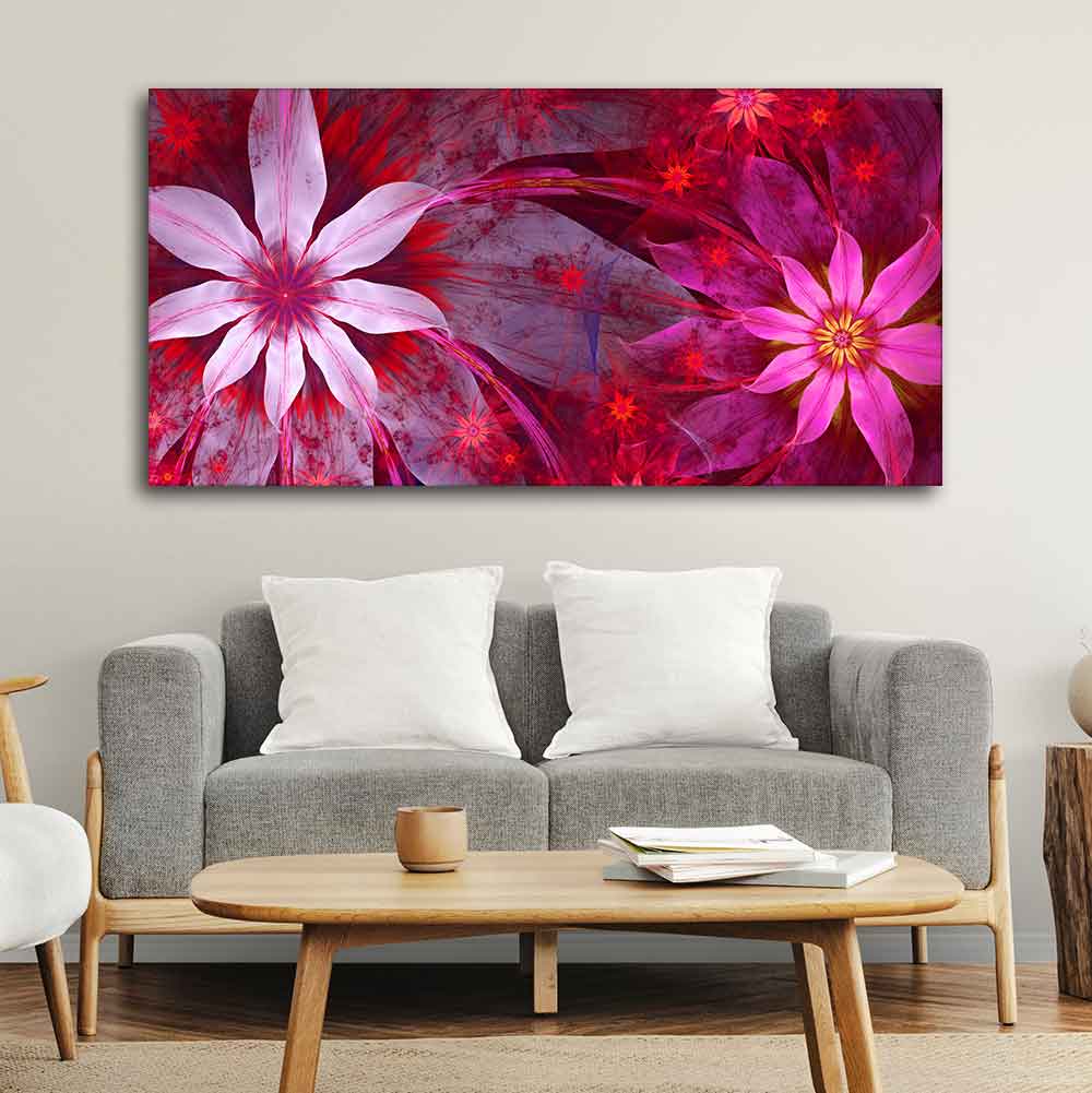 Premium Wall Painting of Exotic looking Flowers with Natural 3D Leaves - Image 3