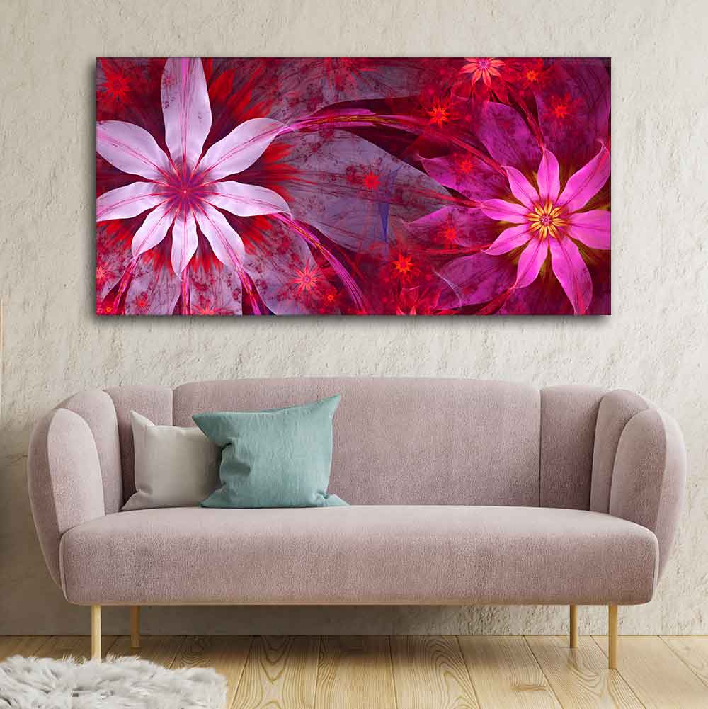 Premium Wall Painting of Exotic looking Flowers with Natural 3D Leaves - Image 4
