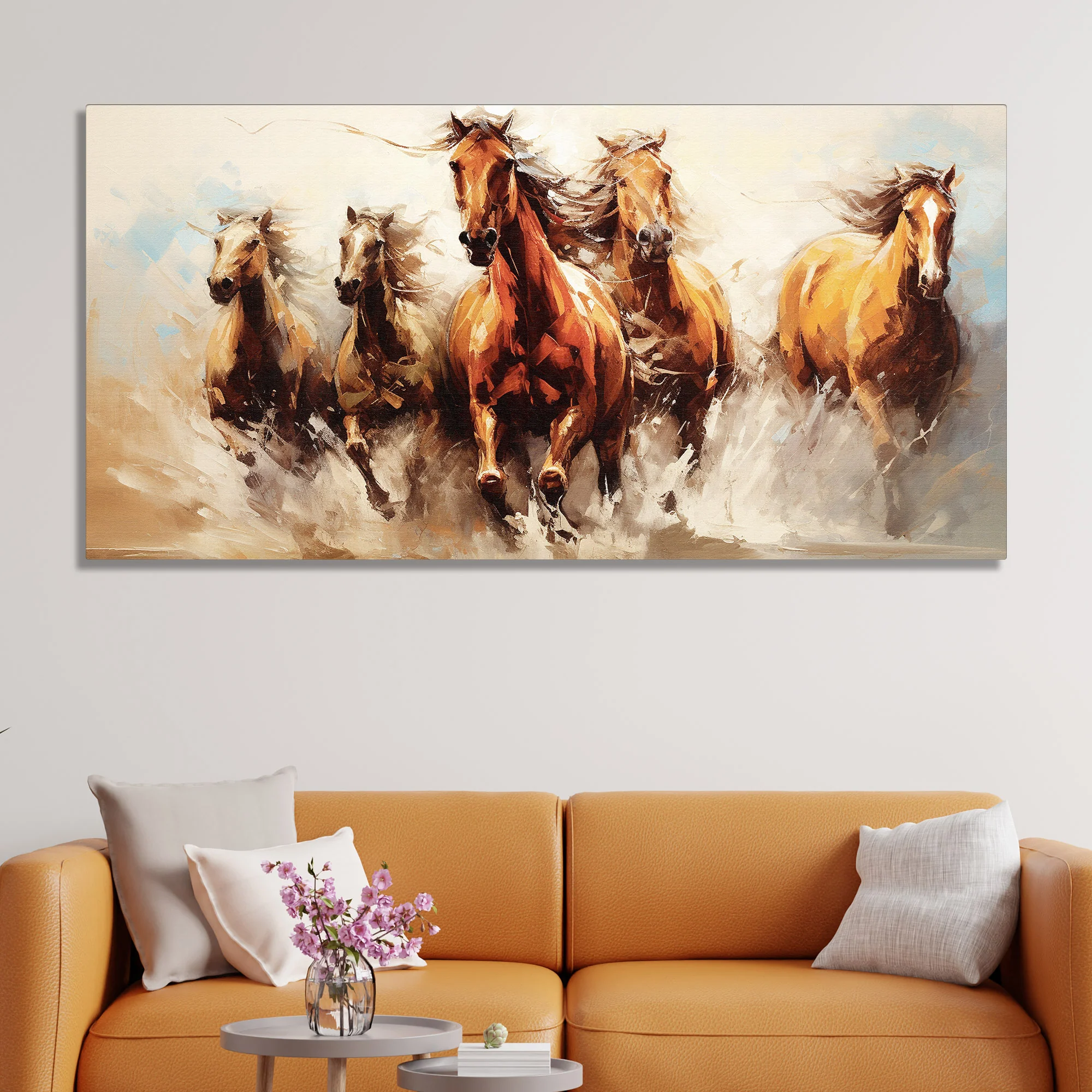 Premium Painting of Running Horse Canvas Wall Painting - Image 3