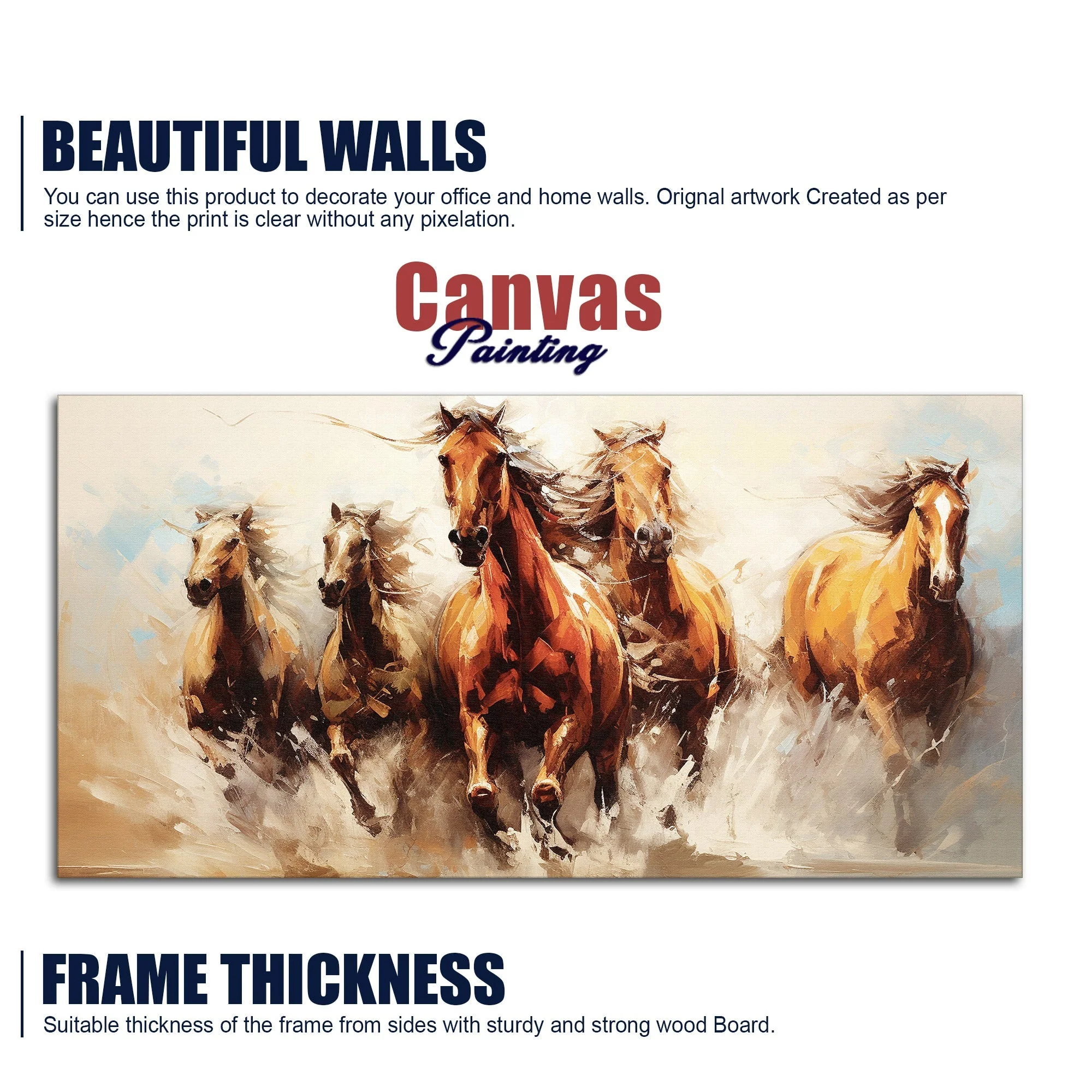 Premium Painting of Running Horse Canvas Wall Painting - Image 6
