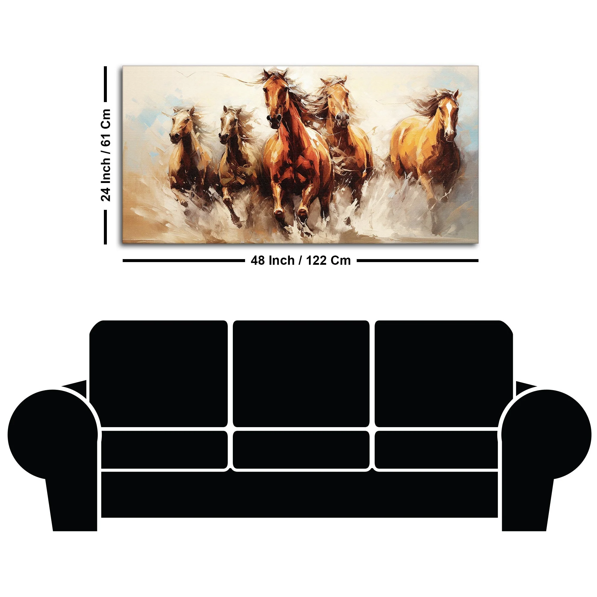 Premium Painting of Running Horse Canvas Wall Painting - Image 7