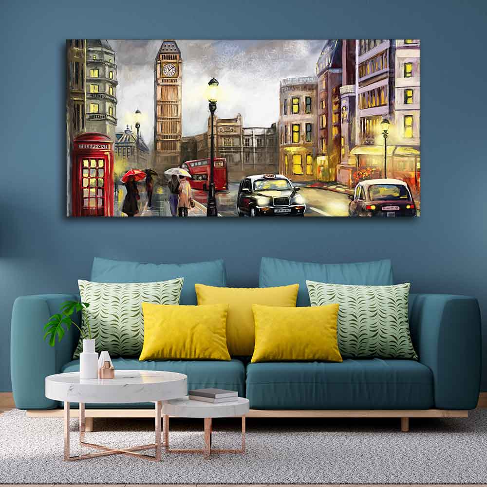 Street view of London Premium Wall Painting - Image 2