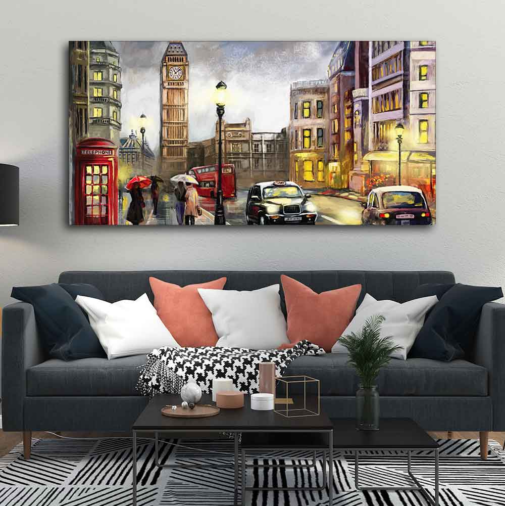 Street view of London Premium Wall Painting - Image 4