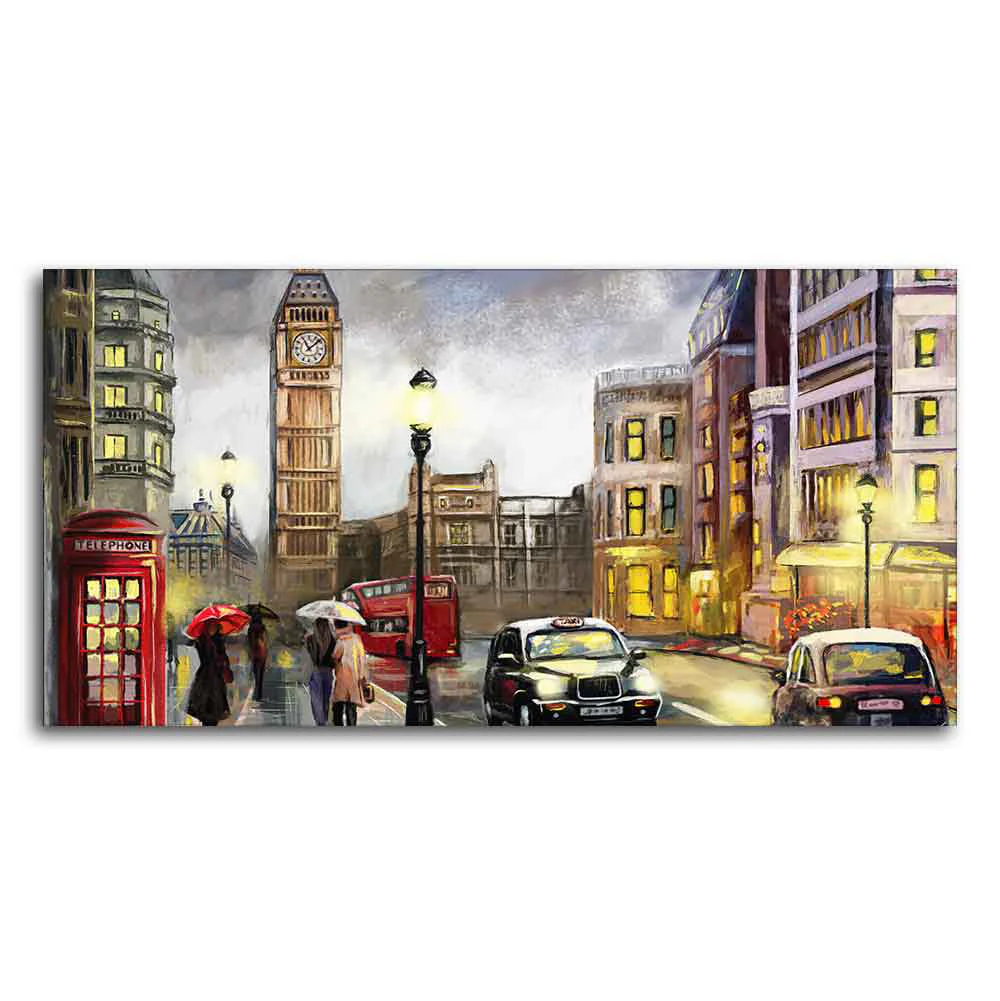 Street view of London Premium Wall Painting - Image 5