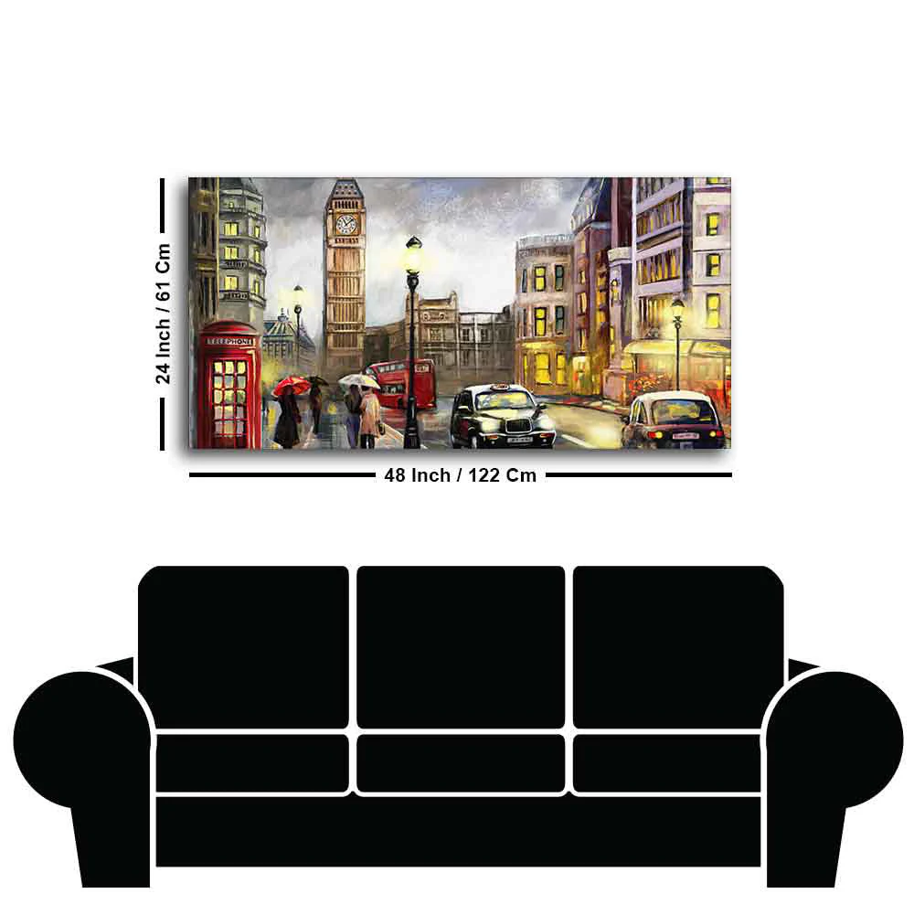 Street view of London Premium Wall Painting - Image 7