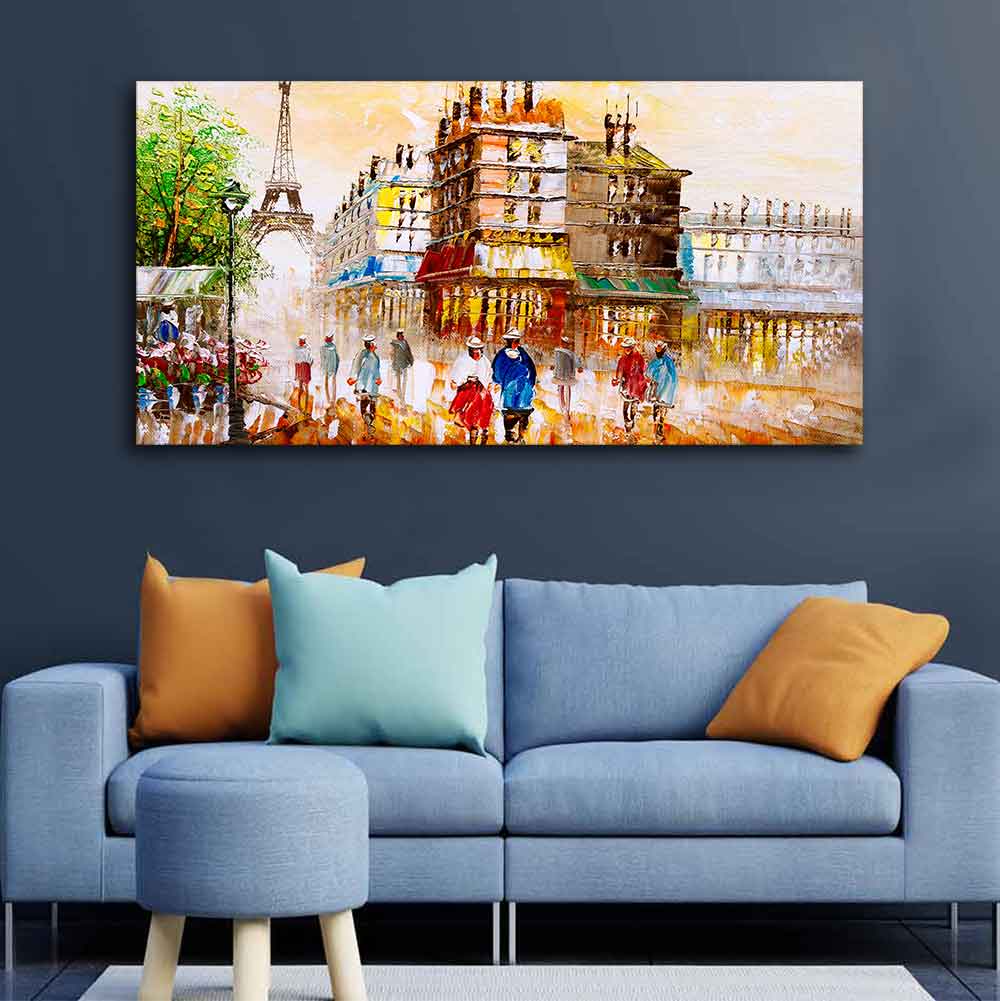 Street View of Paris Premium Wall Painting - Image 2