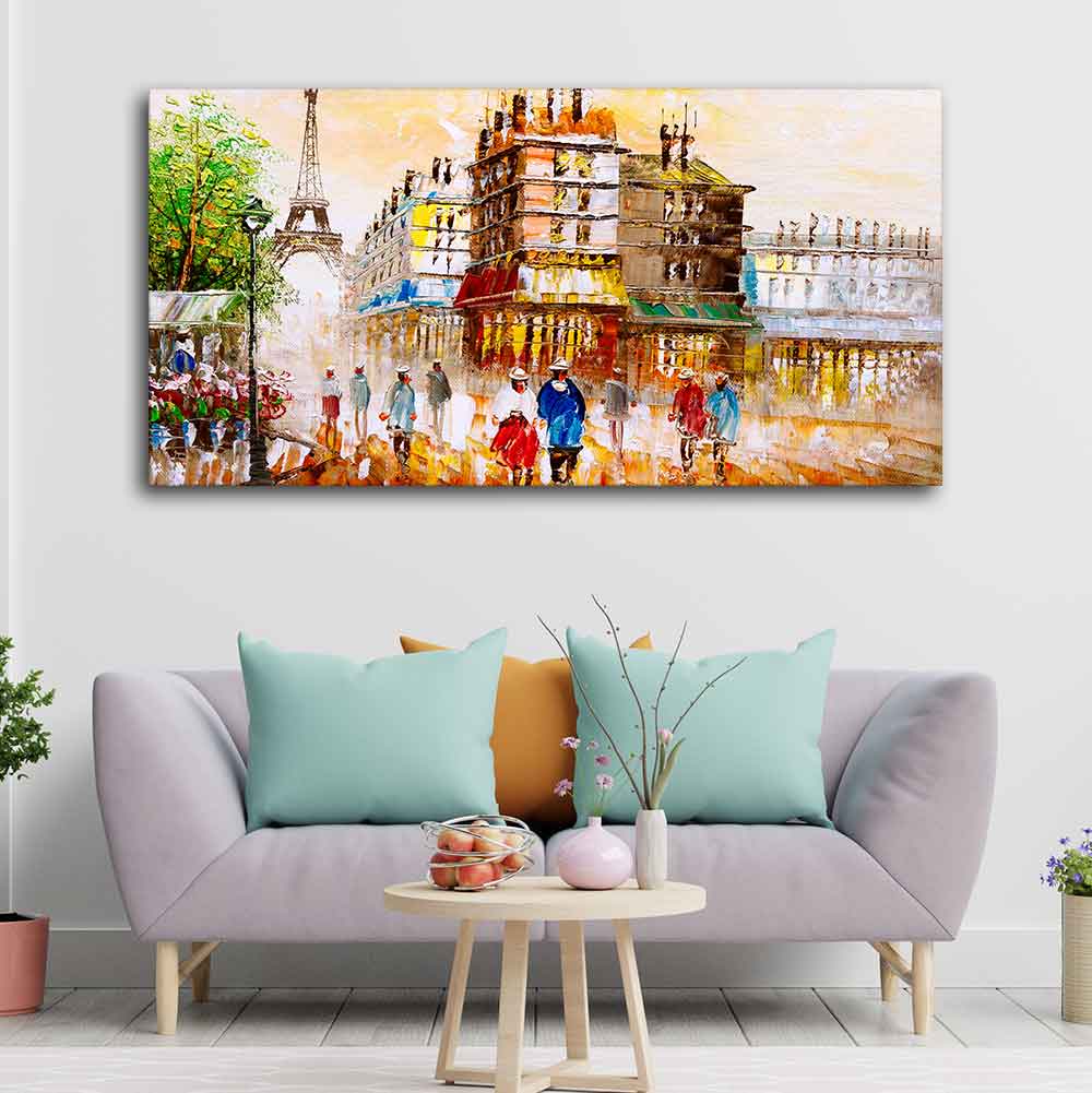 Street View of Paris Premium Wall Painting - Image 4