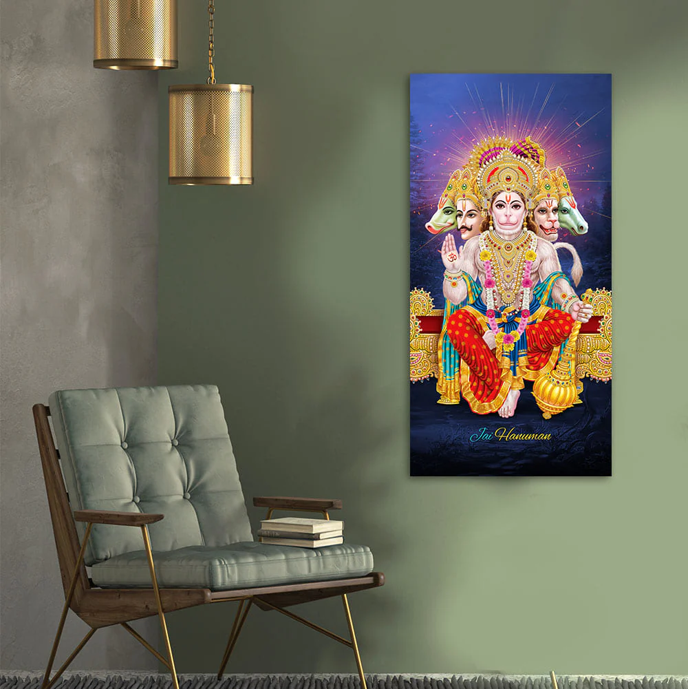 Premium Panchmukhi Lord Hanuman Canvas Wall Painting - Image 2