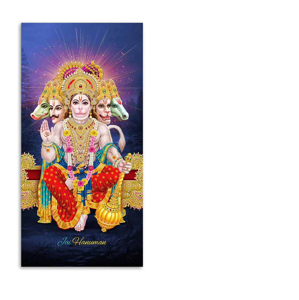 Premium Panchmukhi Lord Hanuman Canvas Wall Painting - Image 4