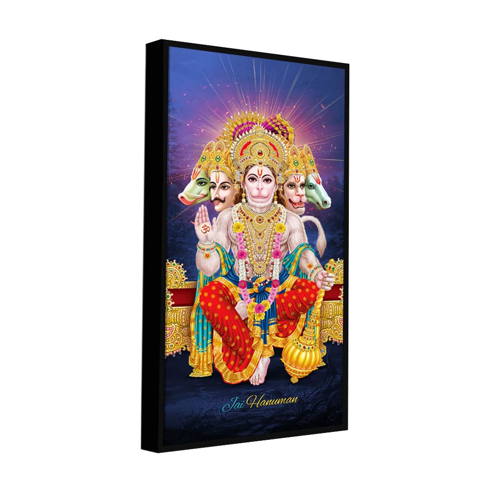 Premium Panchmukhi Lord Hanuman Canvas Wall Painting - Image 5