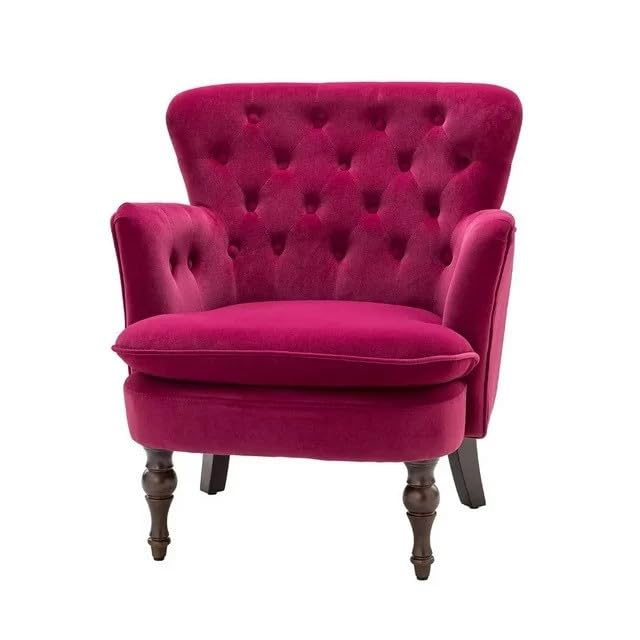 Premium Perfect Cushiony Magenta Tufted Super Comfy Blush Velvet Sofa Lounge Chair - Image 2