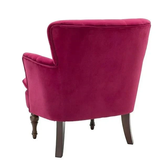 Premium Perfect Cushiony Magenta Tufted Super Comfy Blush Velvet Sofa Lounge Chair - Image 3