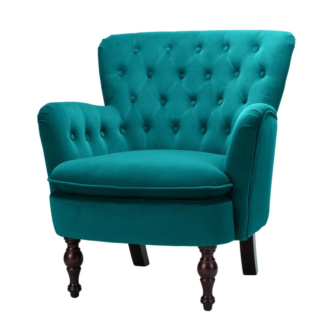 Premium Perfect Cushiony Tufted Super Comfy Emerald Velvet Sofa Lounge Chair - Image 5