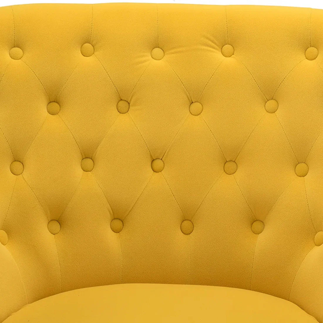 Premium Perfect Cushiony Tufted Super Comfy Yellow Velvet Sofa Lounge Chair - Image 7