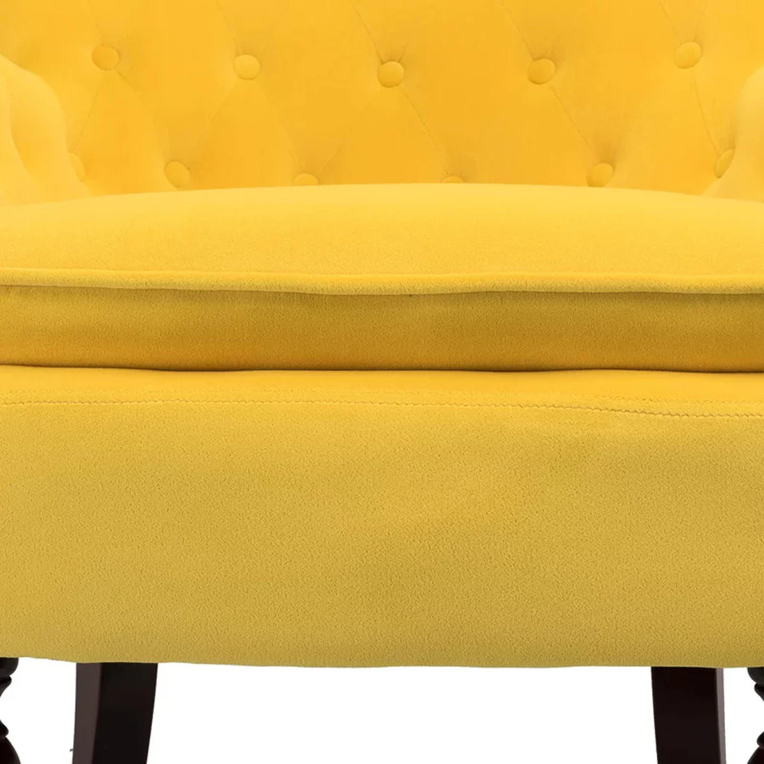 Premium Perfect Cushiony Tufted Super Comfy Yellow Velvet Sofa Lounge Chair - Image 9