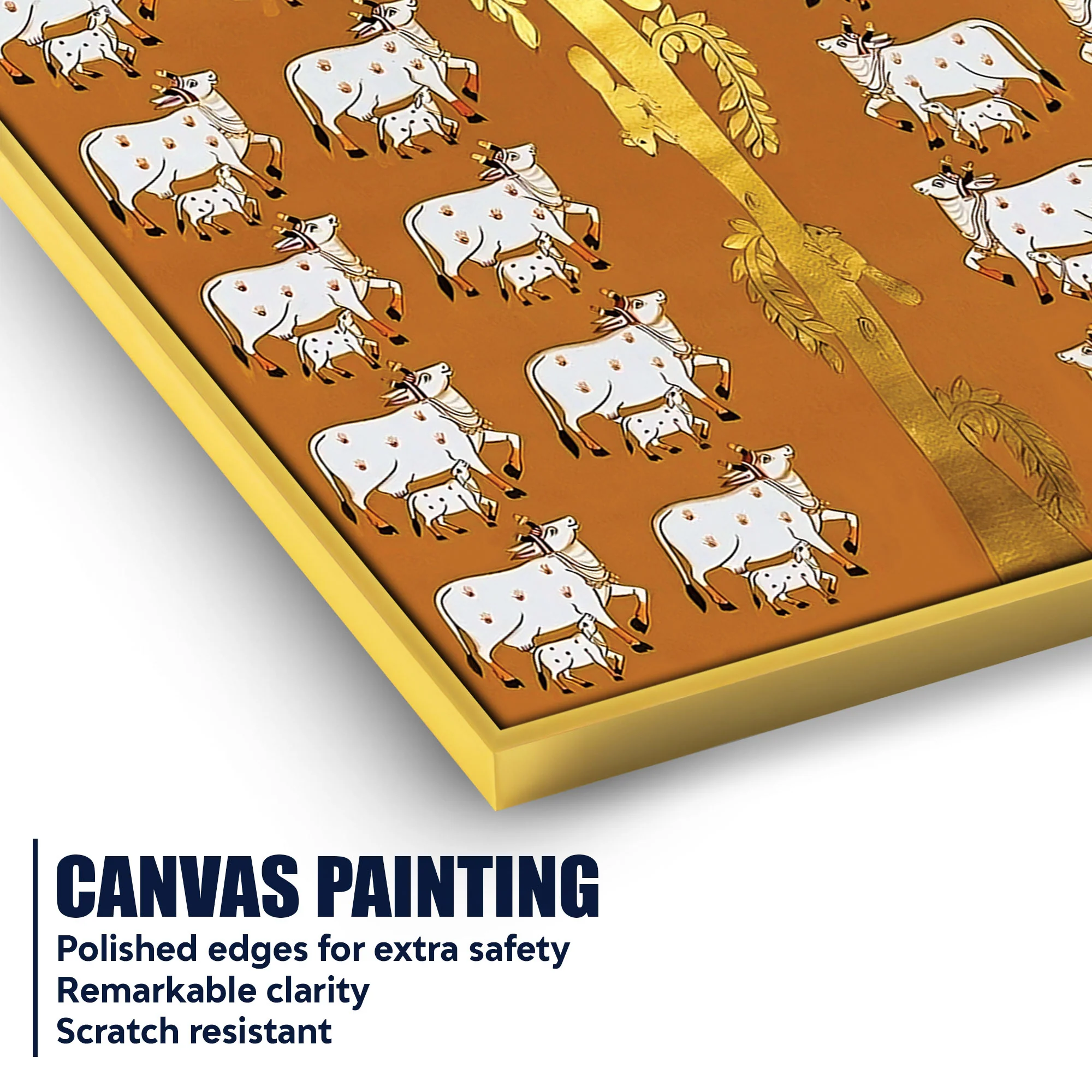 Premium Pichwai Cow Tree Wall Painting | Indian Traditional Canvas Decor - Image 4