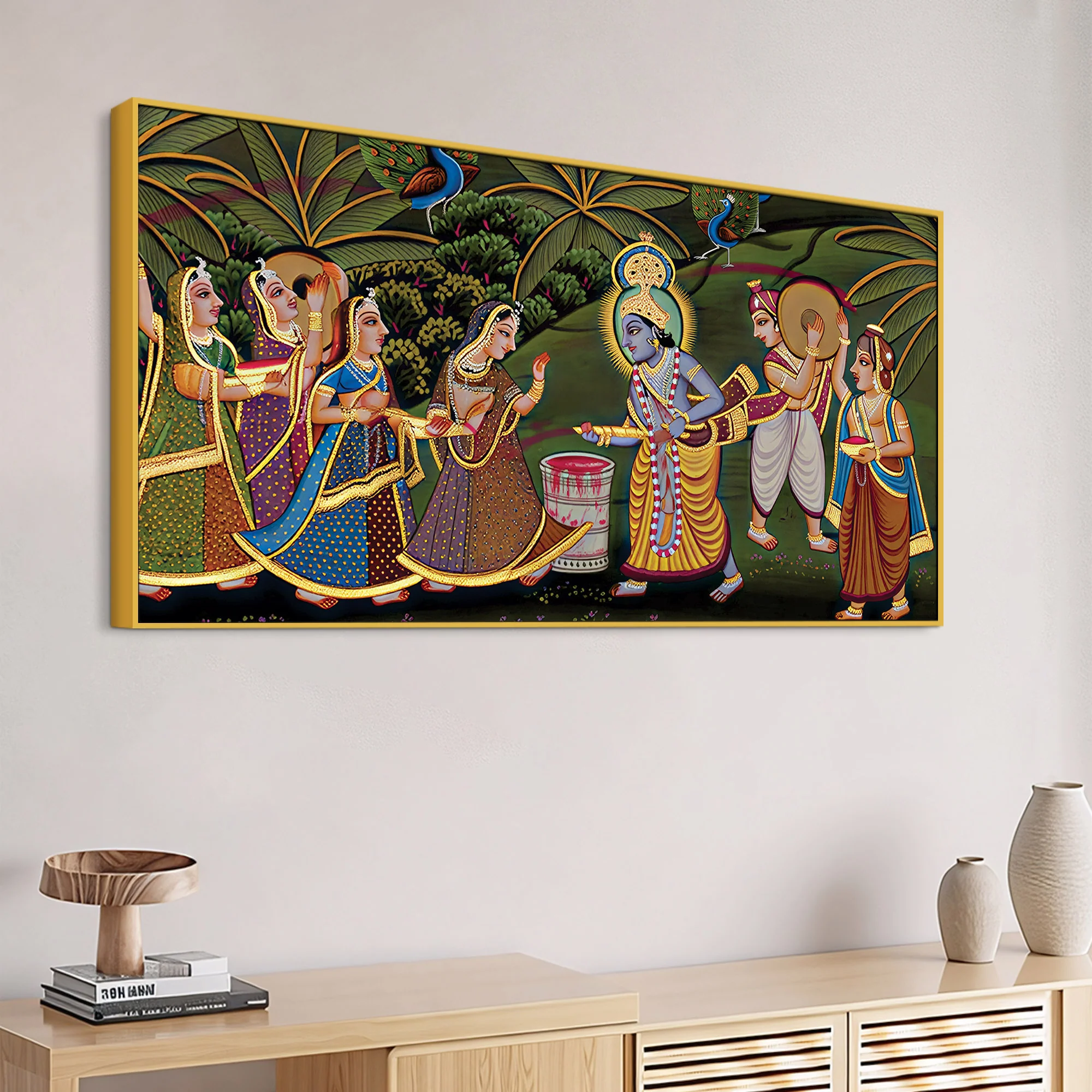 Premium Pichwai Krishna Holi Wall Painting - Image 4