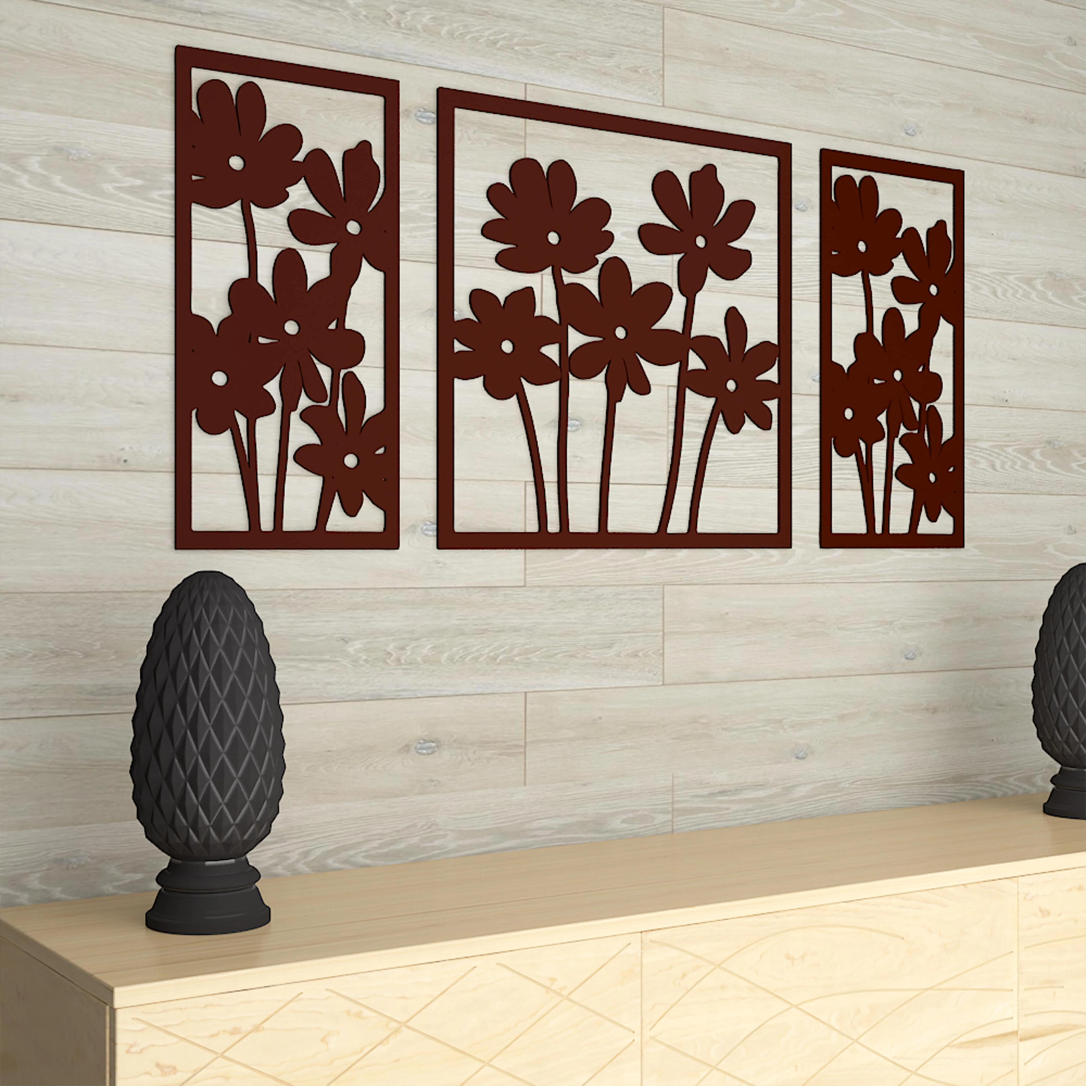 Premium Quality Wooden Brown Flowers Design Wall Hanging - Image 5