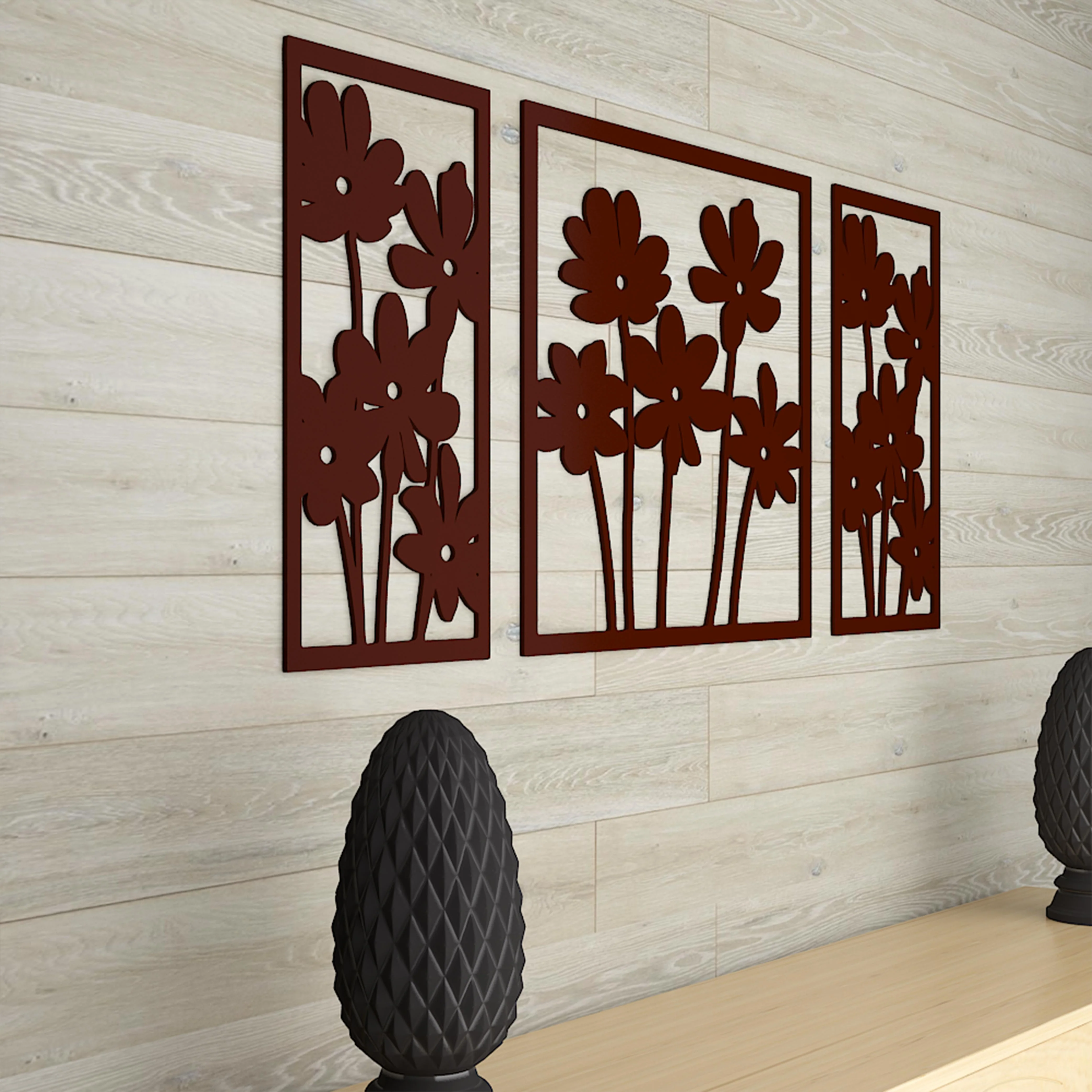 Premium Quality Wooden Brown Flowers Design Wall Hanging - Image 6