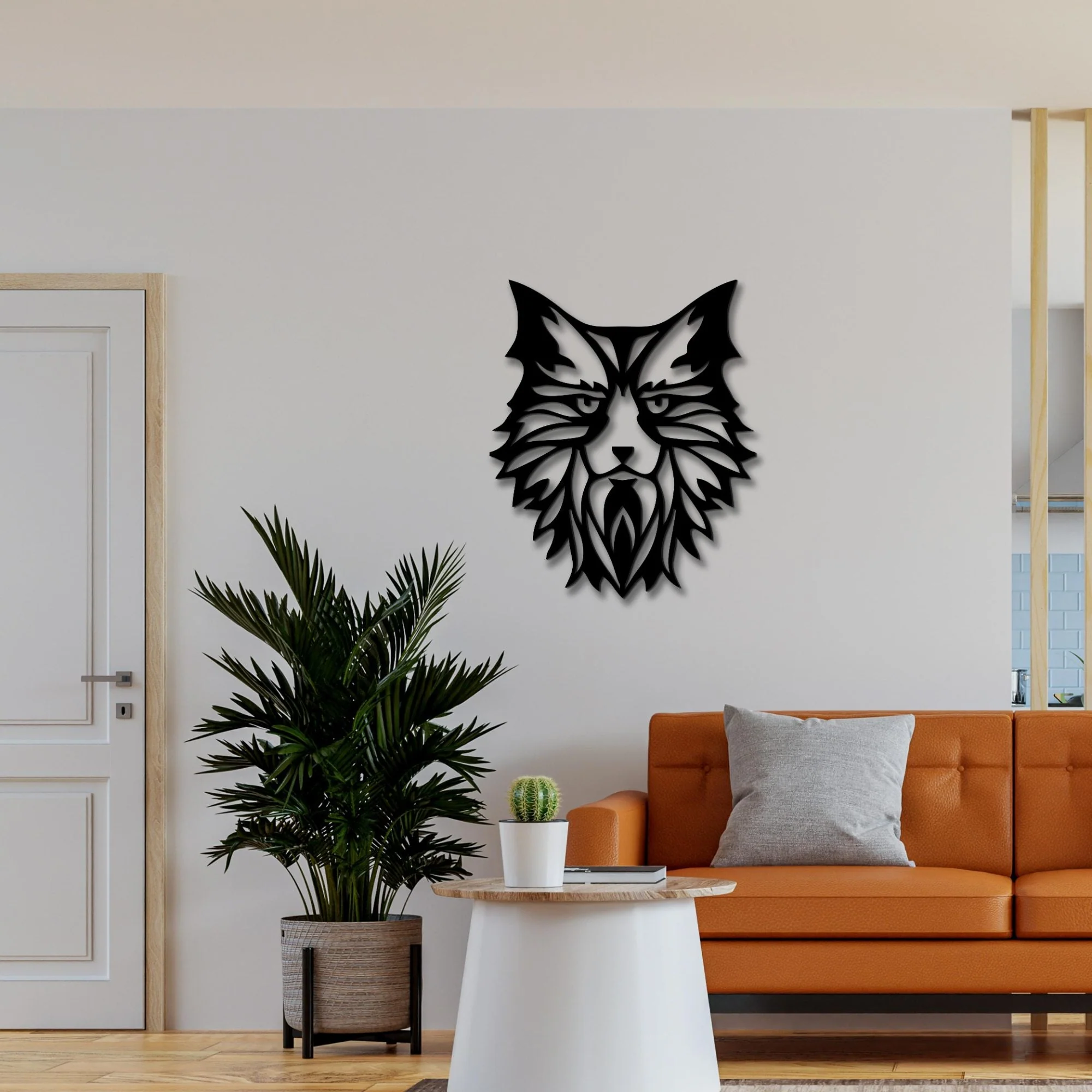 Premium Quality Wooden Wall Hanging of Beautiful Cat in Black - Image 3