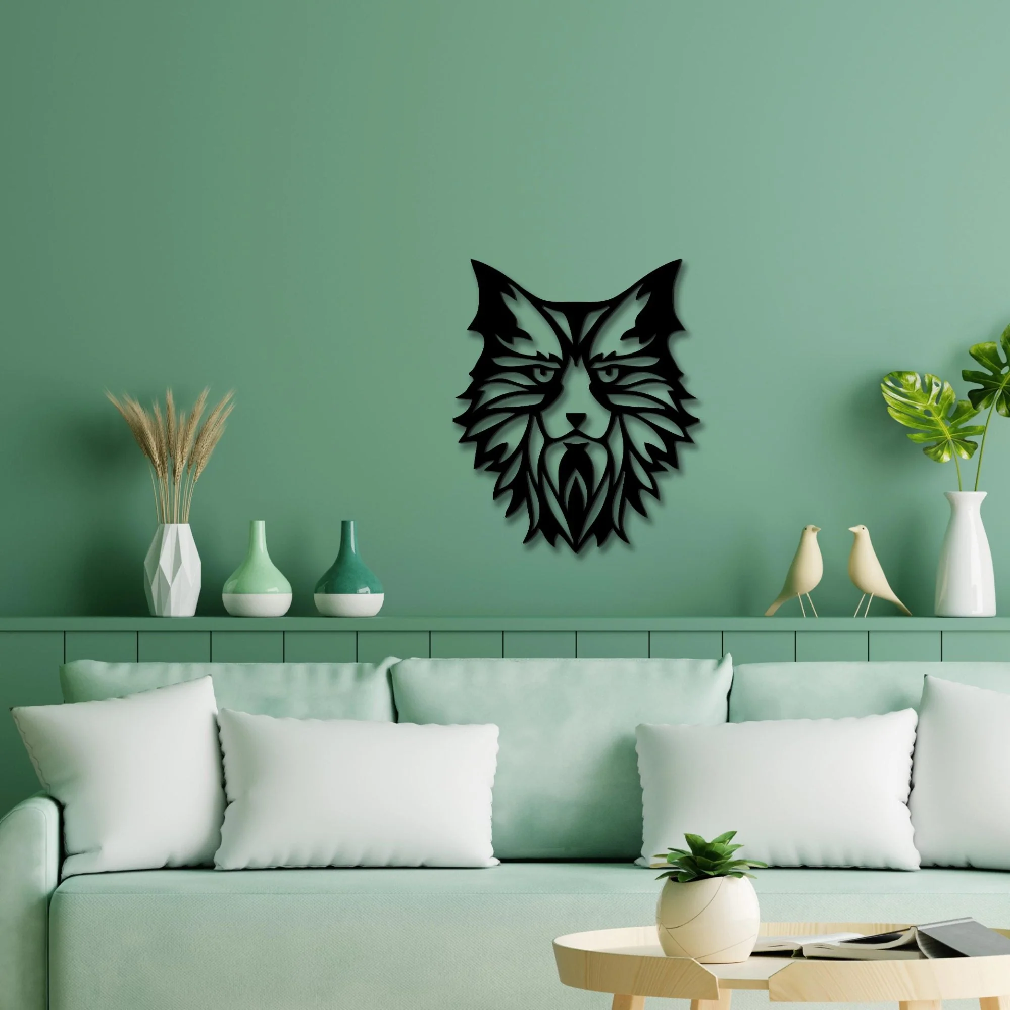 Premium Quality Wooden Wall Hanging of Beautiful Cat in Black - Image 4