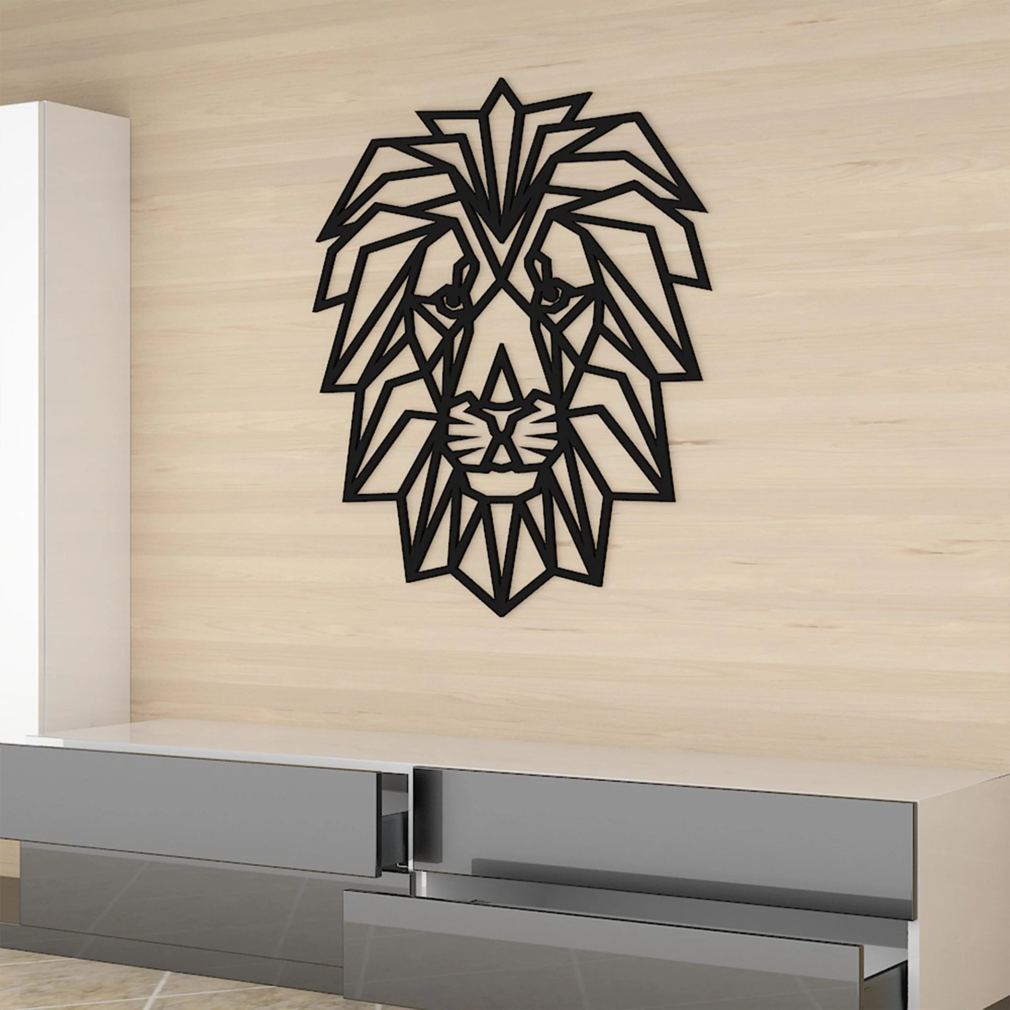 Premium Quality Wooden Wall Hanging of Black Color Lion Head - Image 5