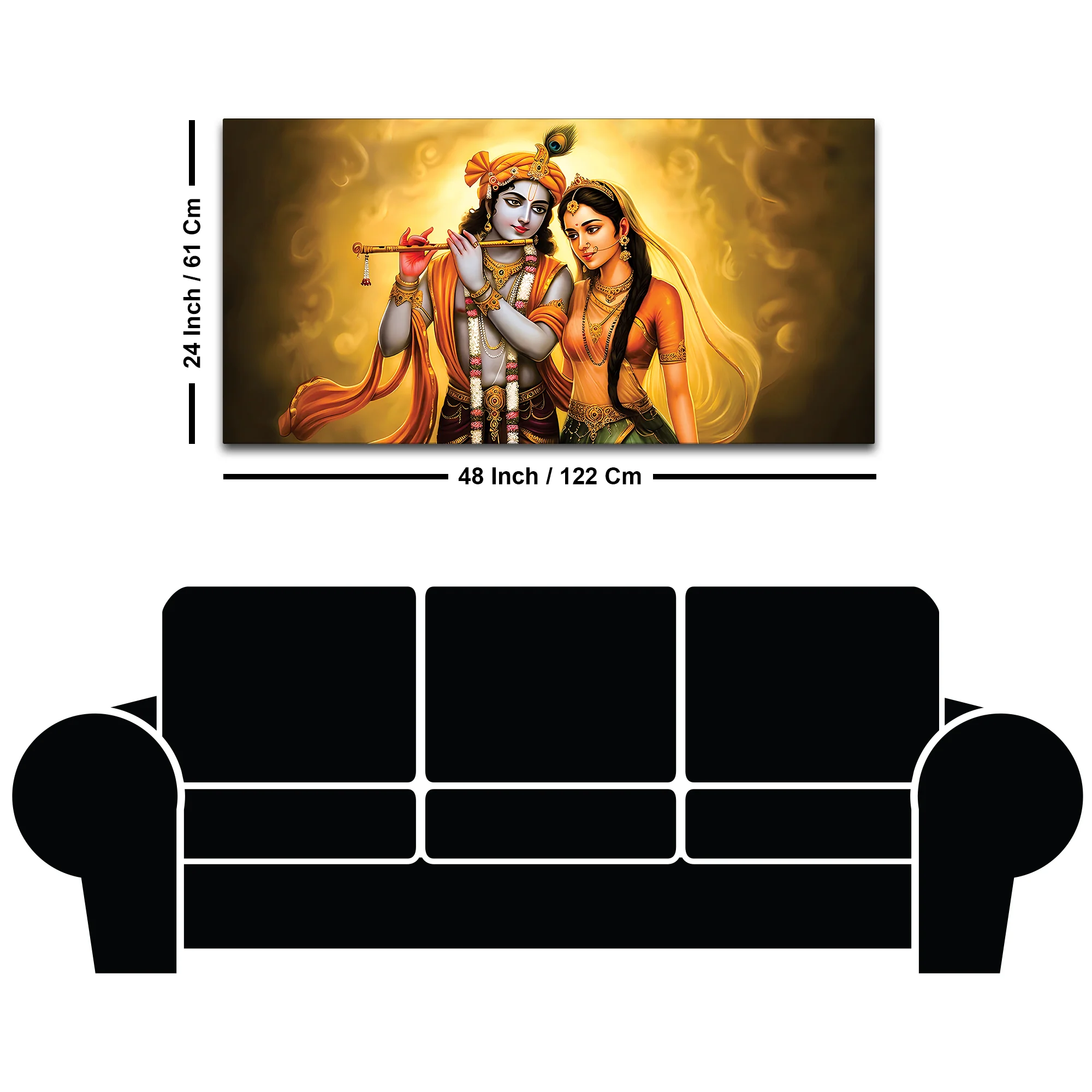 Premium Radha Krishna Devotional Painting with Golden Glow - Image 8